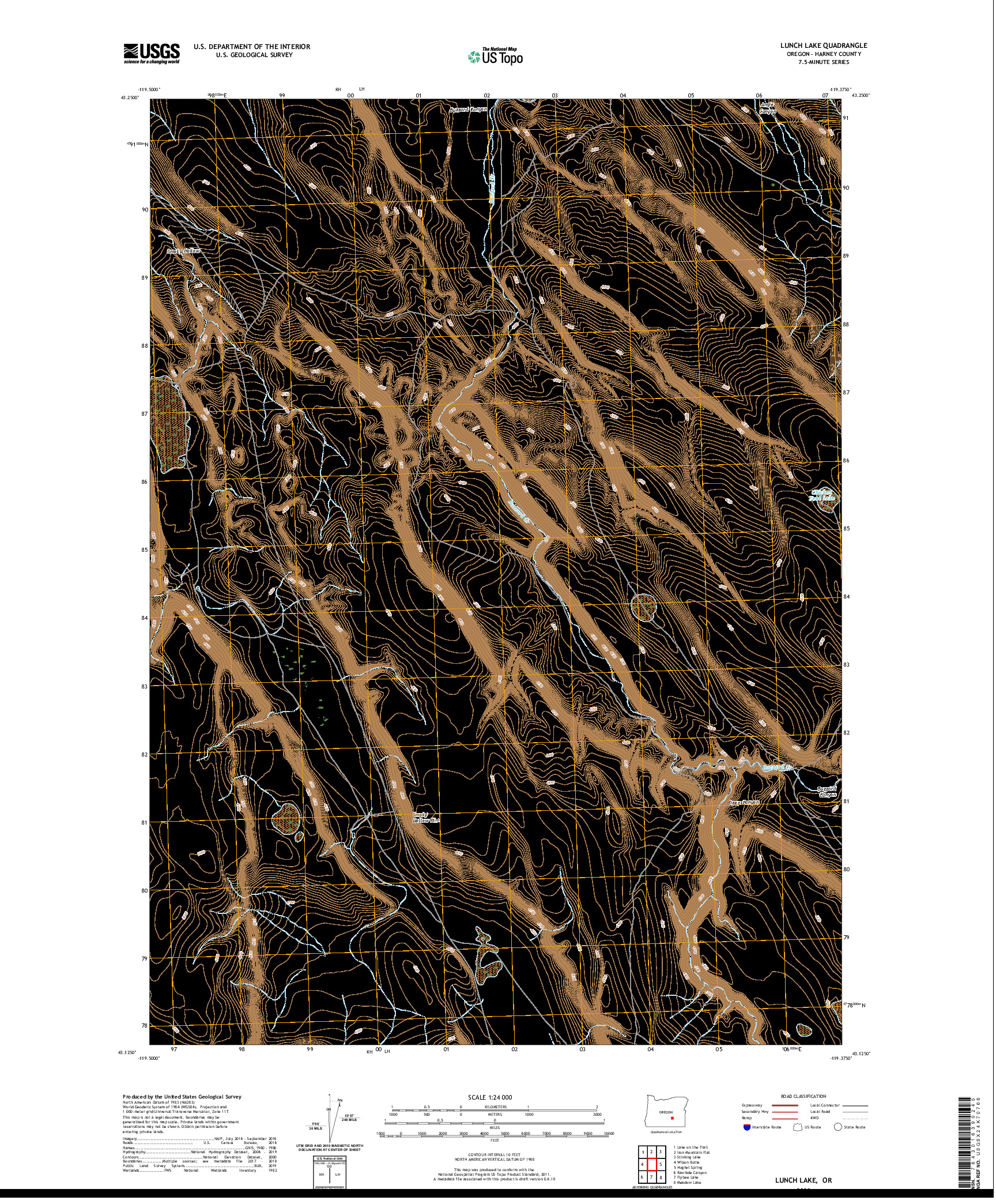 USGS US TOPO 7.5-MINUTE MAP FOR LUNCH LAKE, OR 2020