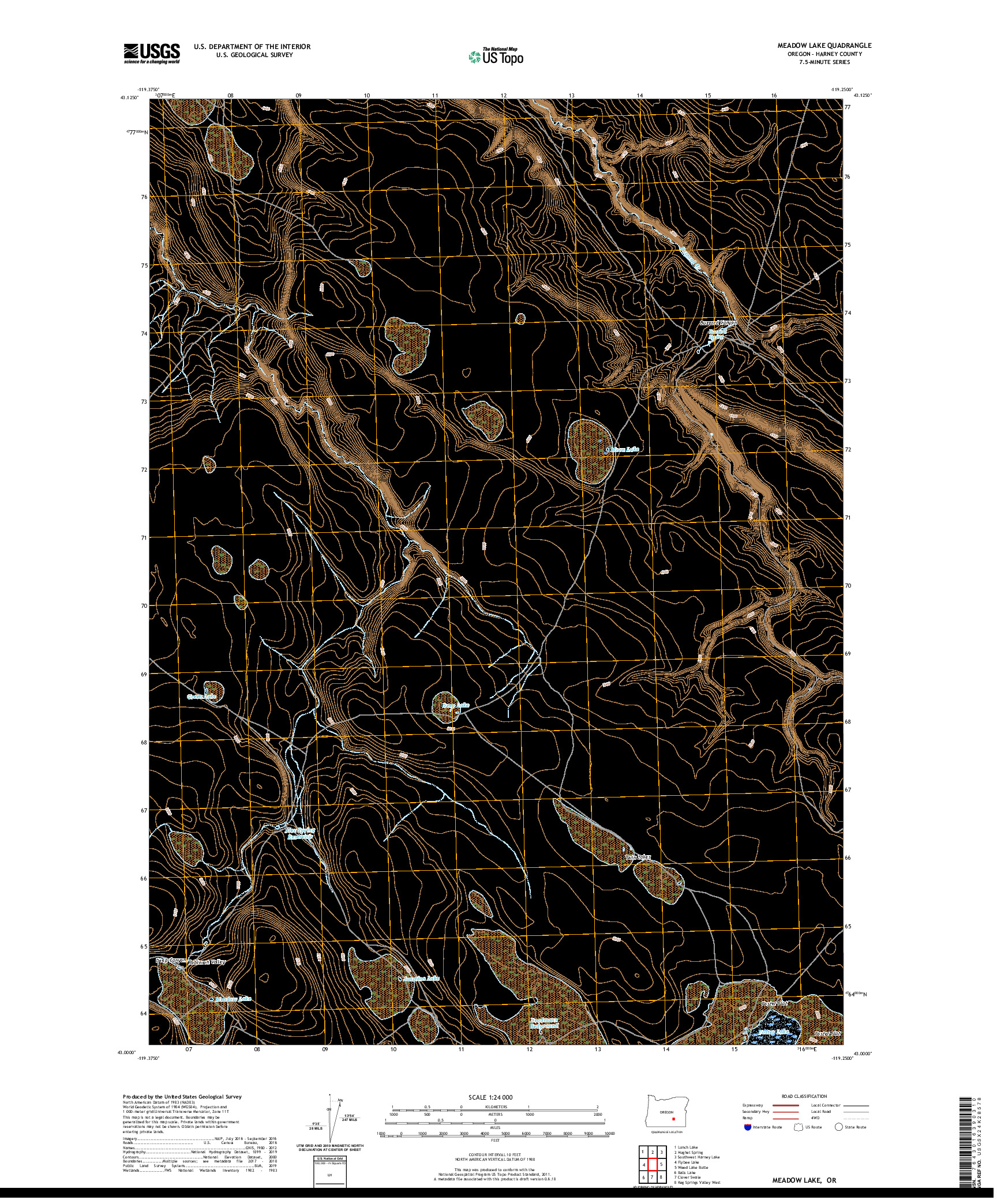 USGS US TOPO 7.5-MINUTE MAP FOR MEADOW LAKE, OR 2020