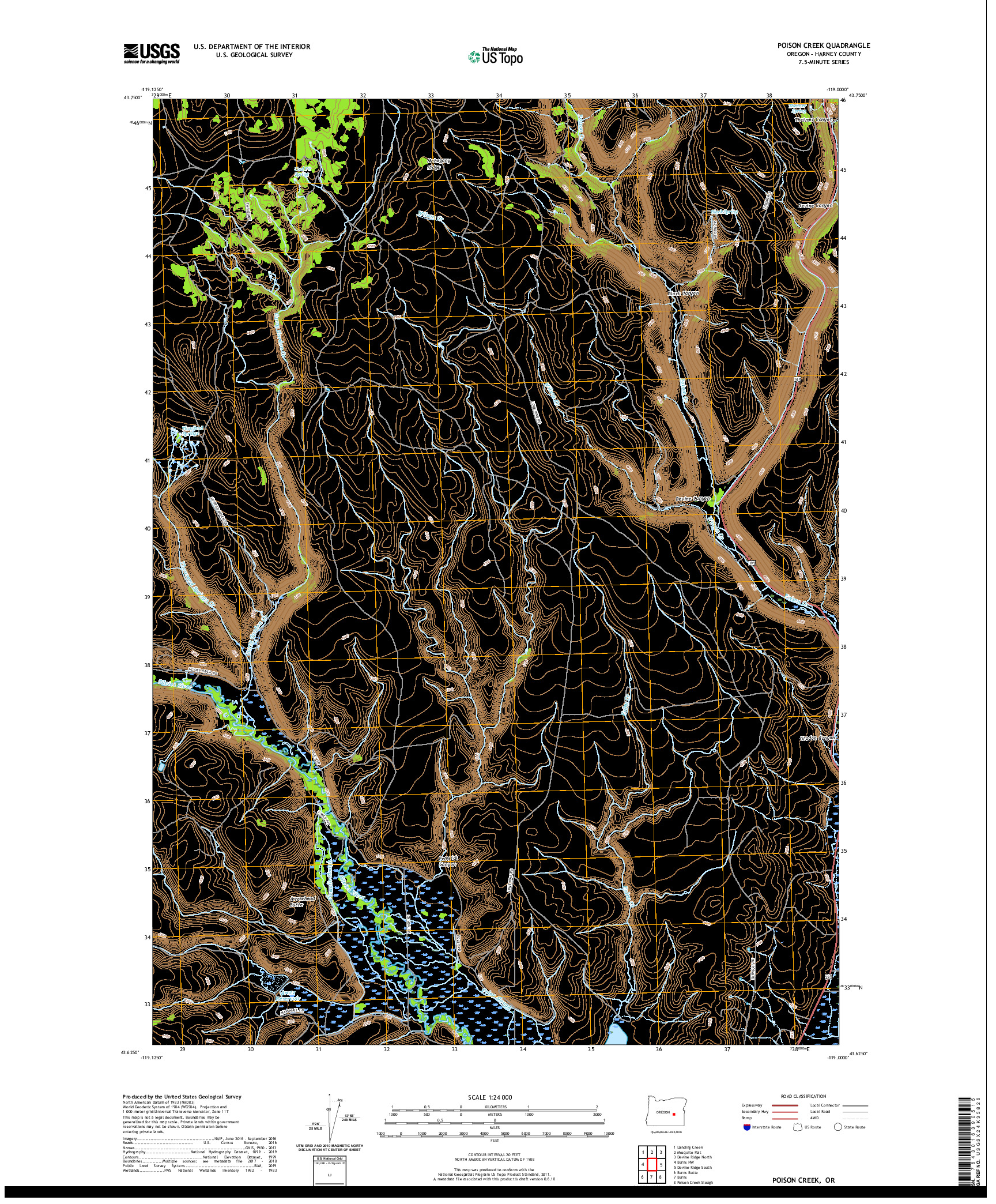 USGS US TOPO 7.5-MINUTE MAP FOR POISON CREEK, OR 2020