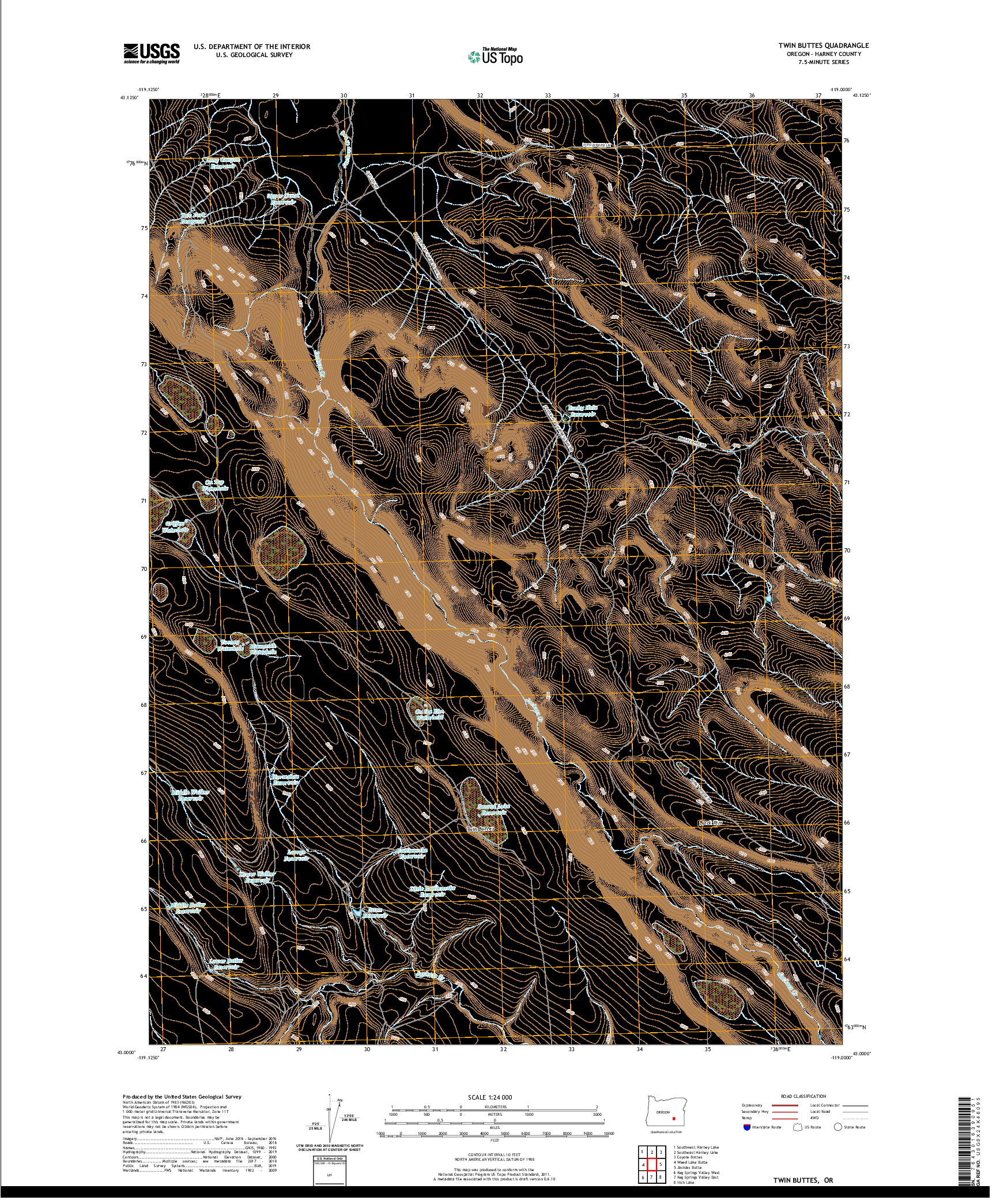 USGS US TOPO 7.5-MINUTE MAP FOR TWIN BUTTES, OR 2020