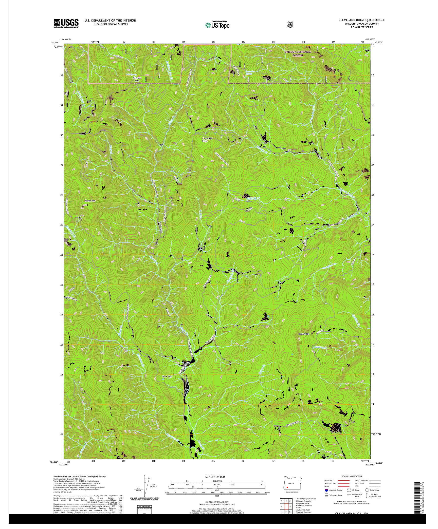 USGS US TOPO 7.5-MINUTE MAP FOR CLEVELAND RIDGE, OR 2020