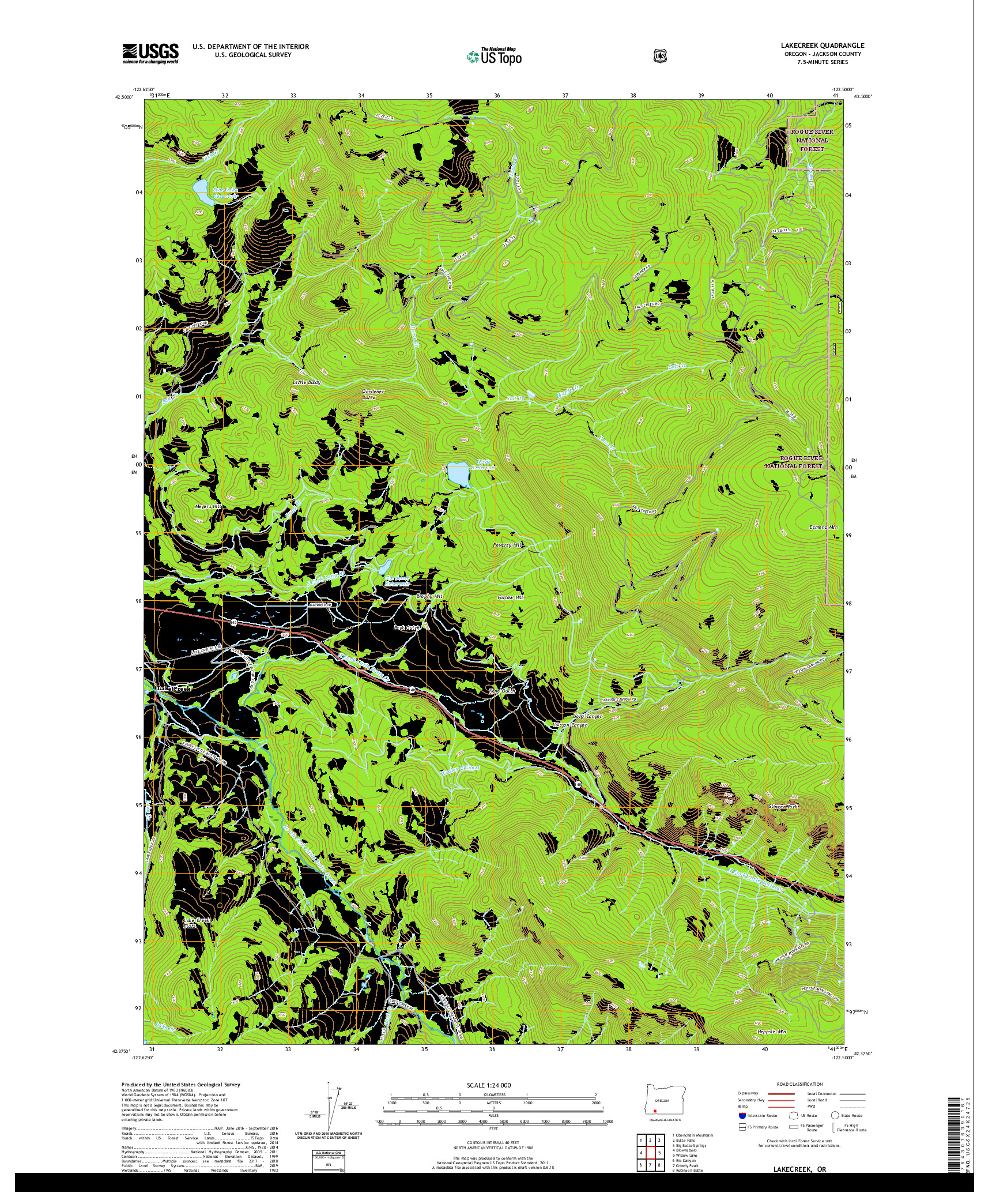 USGS US TOPO 7.5-MINUTE MAP FOR LAKECREEK, OR 2020