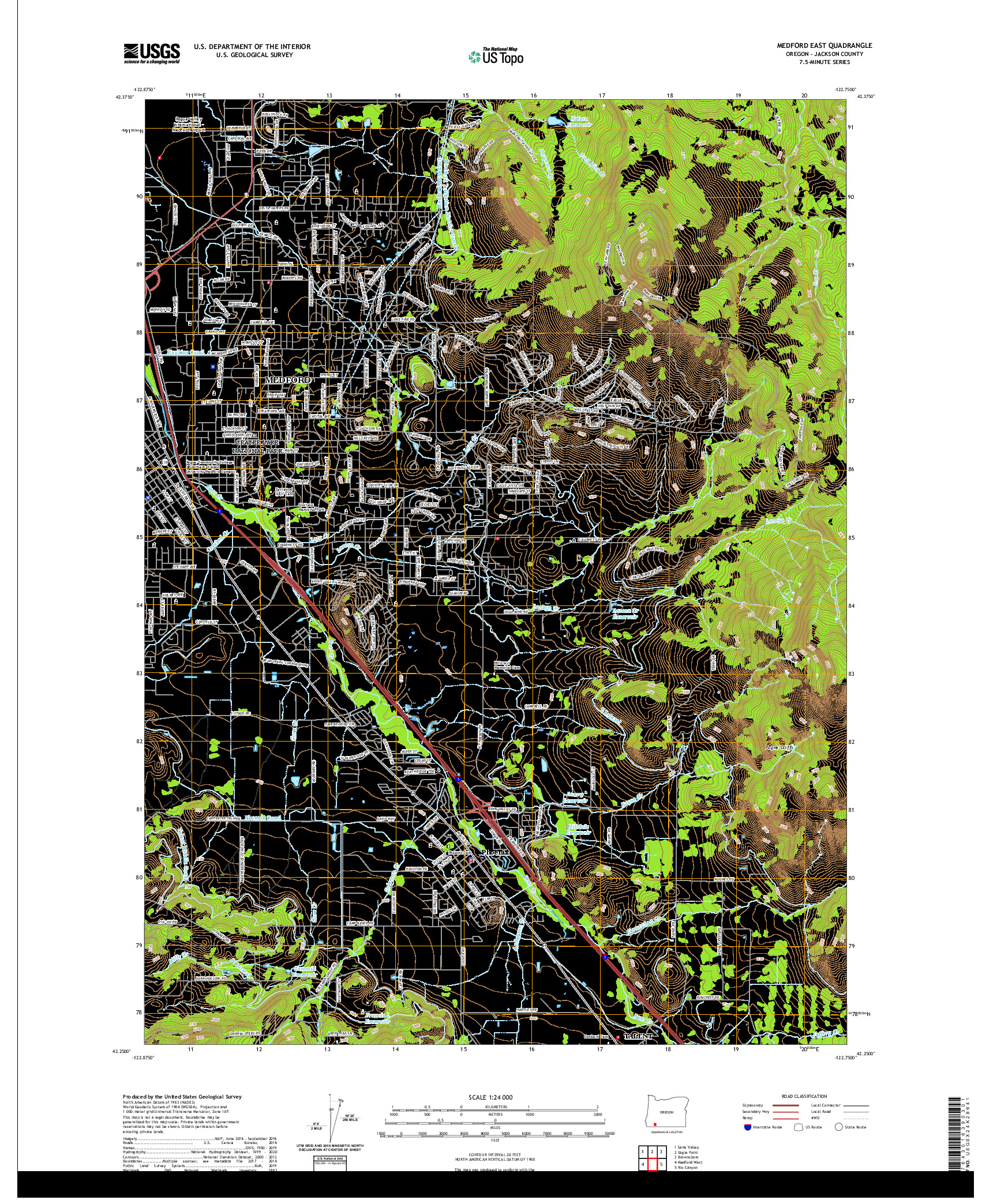 USGS US TOPO 7.5-MINUTE MAP FOR MEDFORD EAST, OR 2020