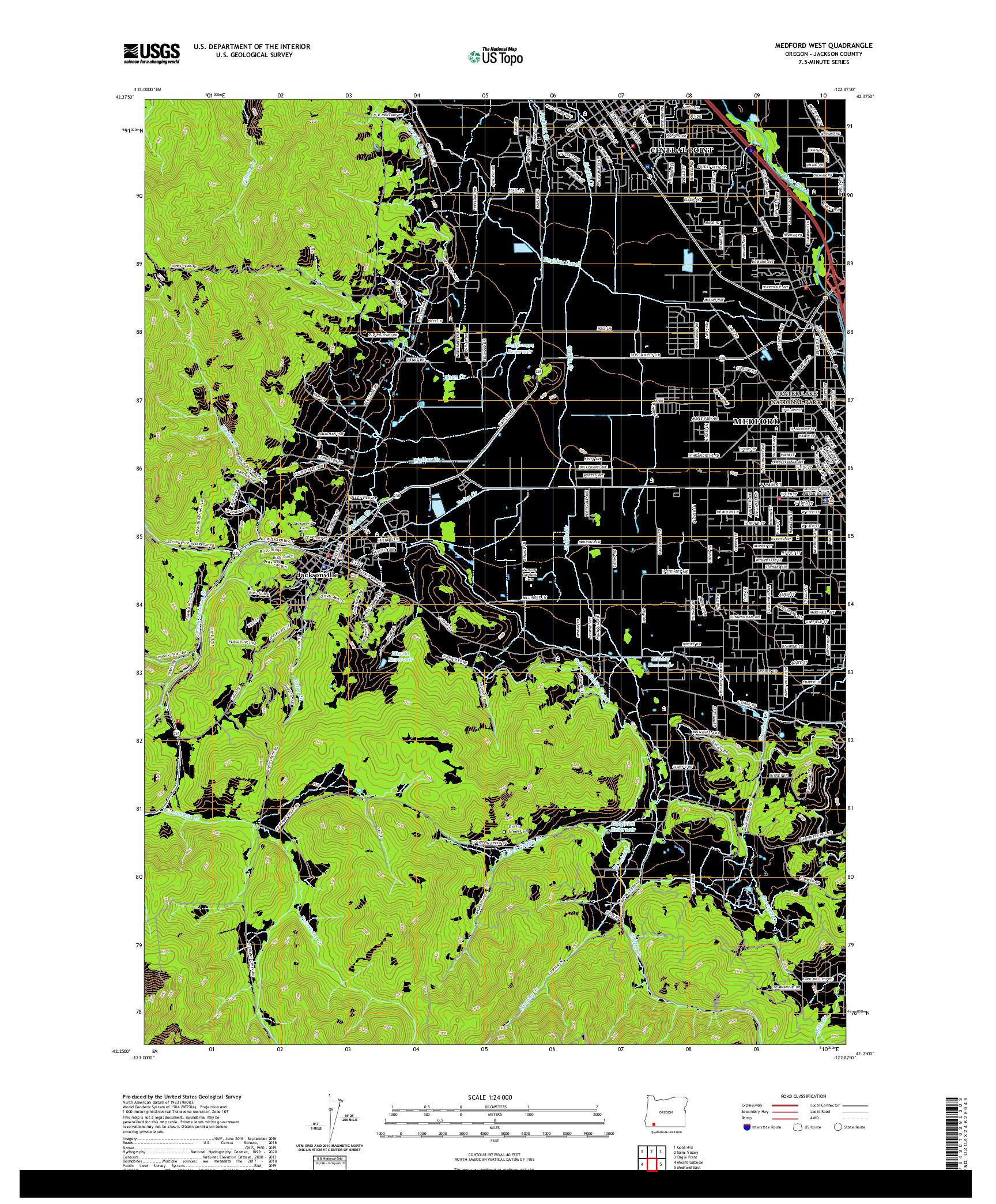 USGS US TOPO 7.5-MINUTE MAP FOR MEDFORD WEST, OR 2020