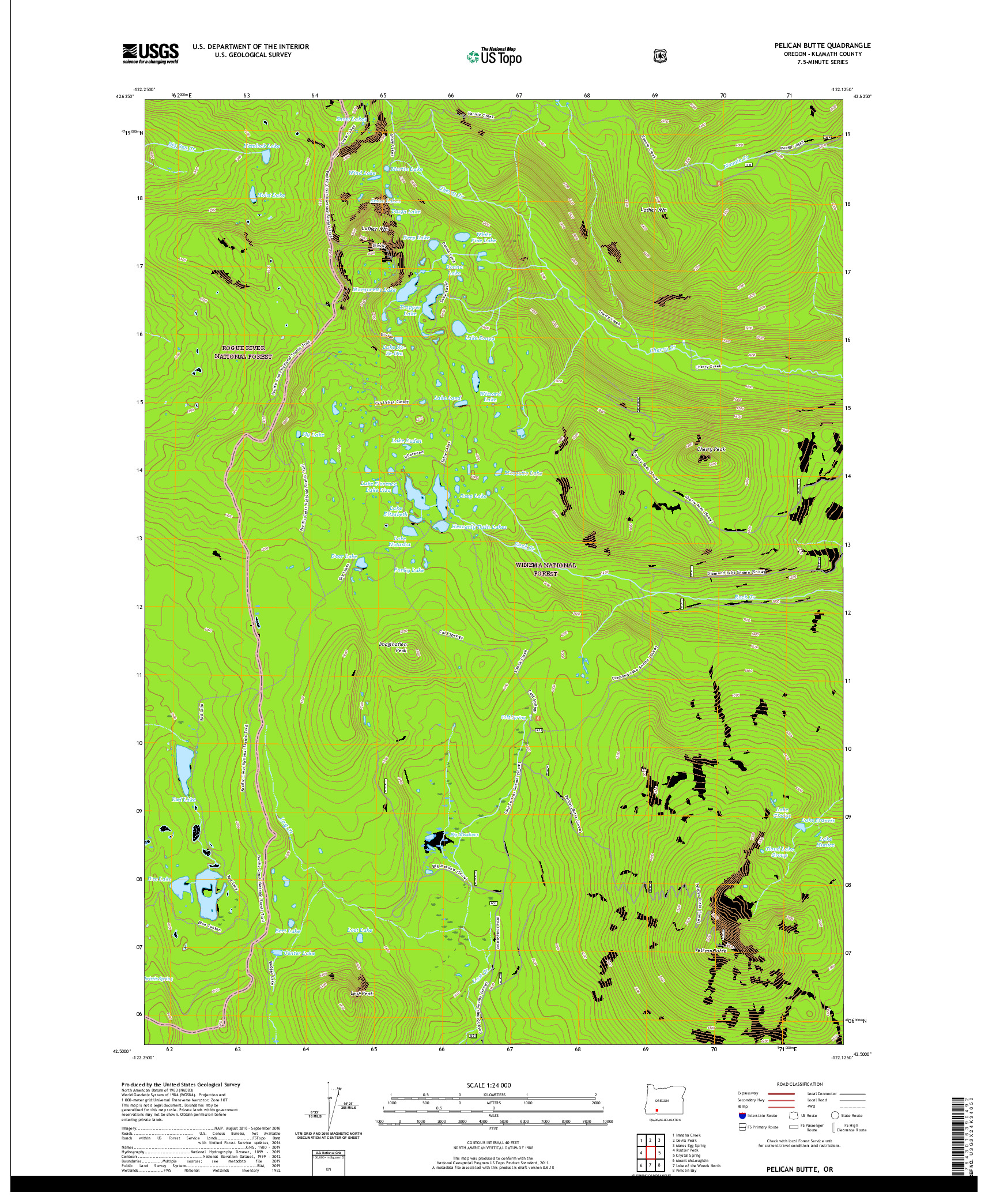 USGS US TOPO 7.5-MINUTE MAP FOR PELICAN BUTTE, OR 2020