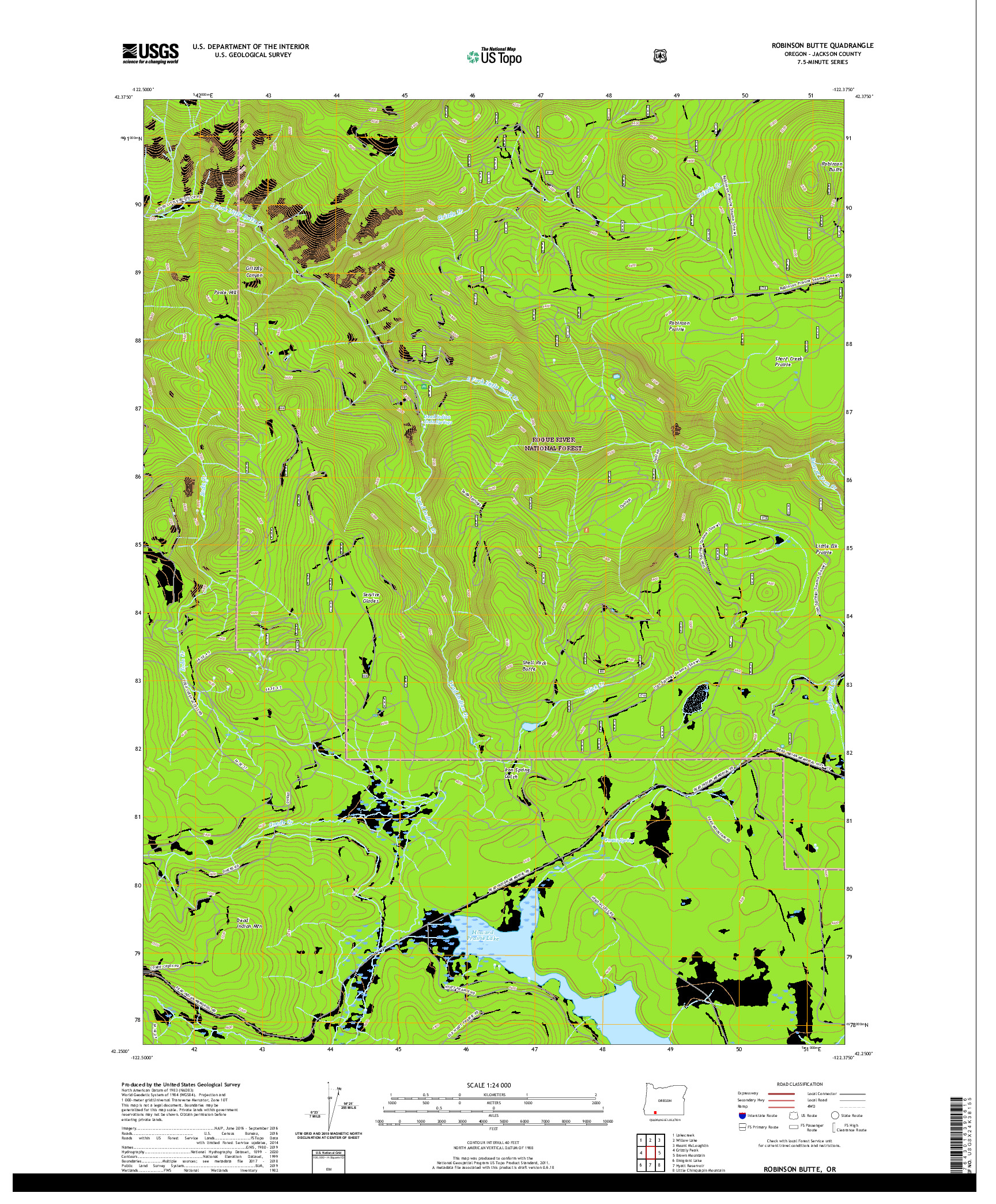 USGS US TOPO 7.5-MINUTE MAP FOR ROBINSON BUTTE, OR 2020