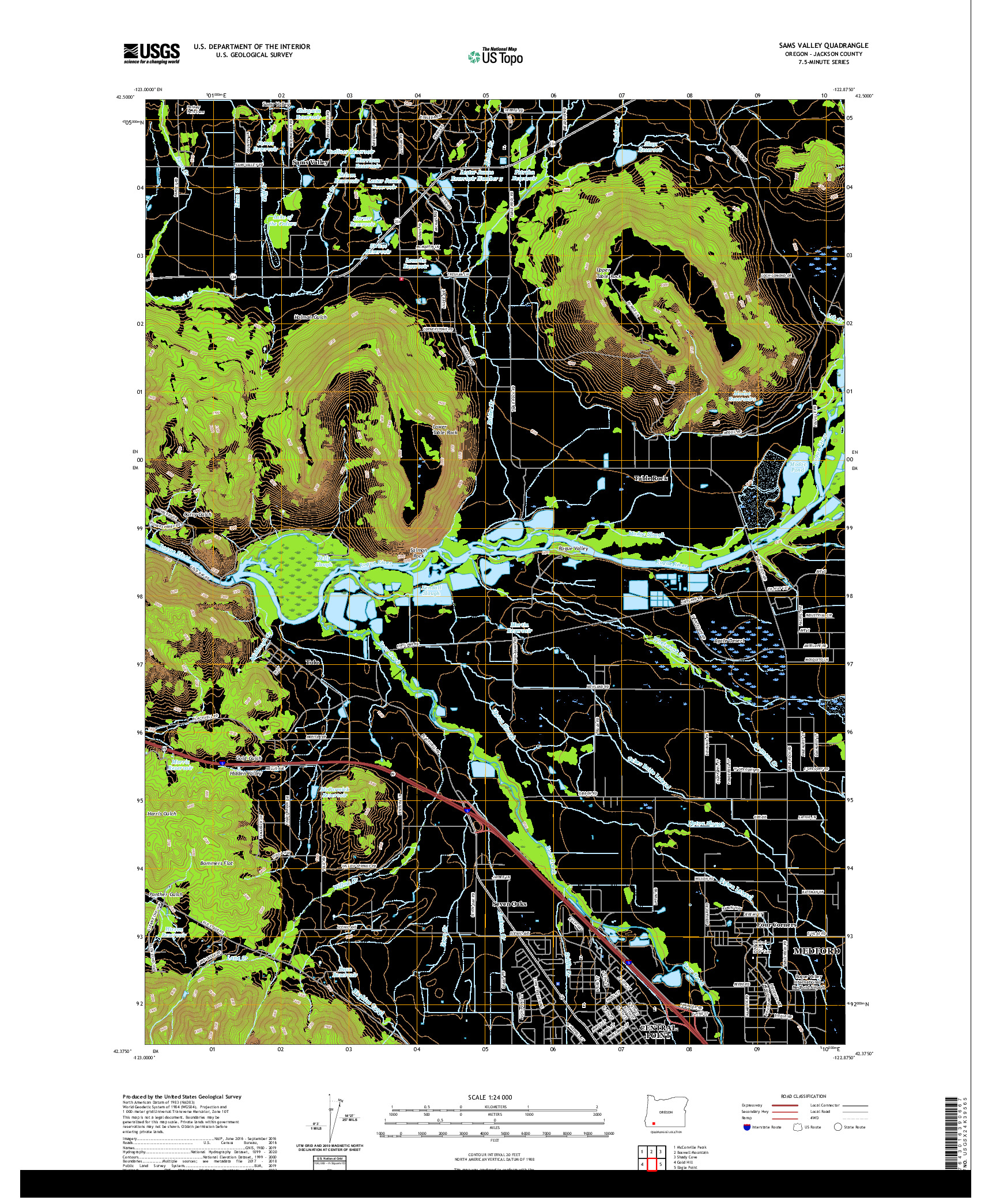 USGS US TOPO 7.5-MINUTE MAP FOR SAMS VALLEY, OR 2020