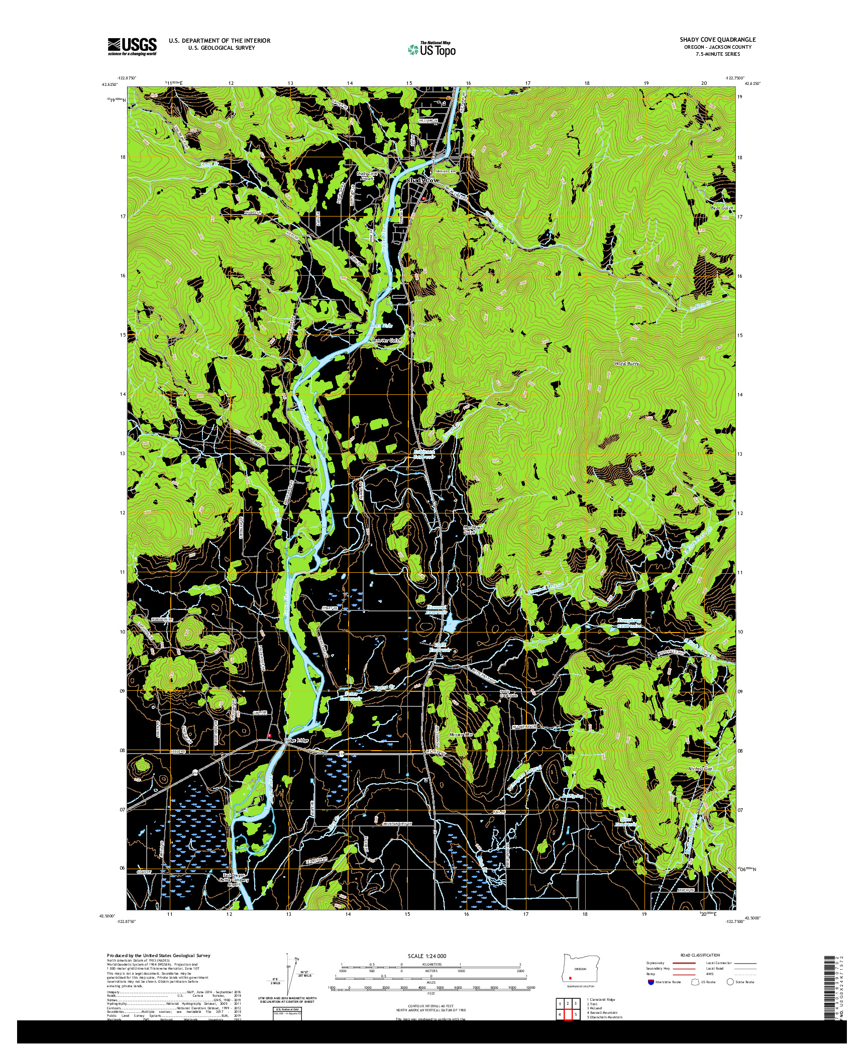 USGS US TOPO 7.5-MINUTE MAP FOR SHADY COVE, OR 2020