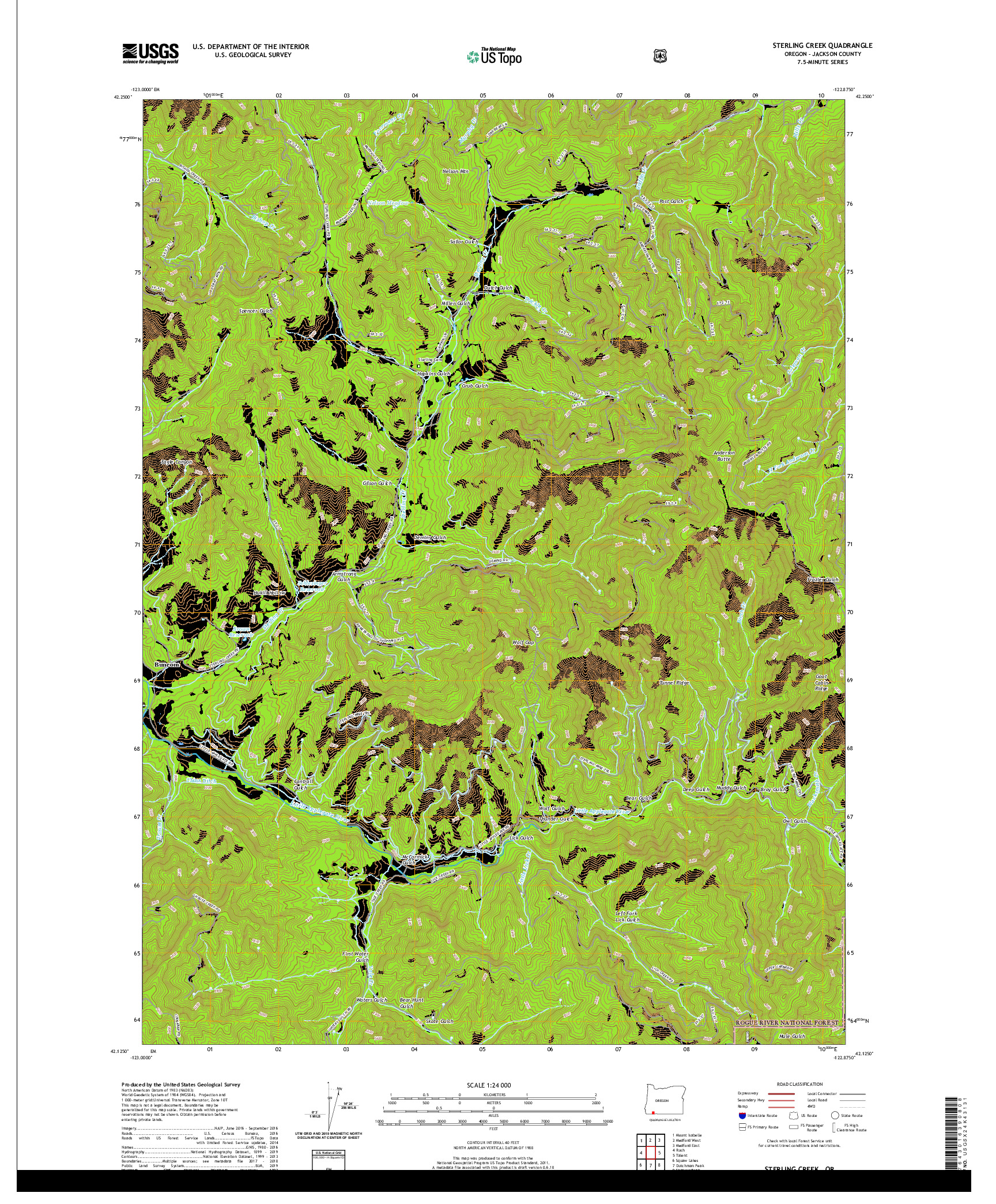 USGS US TOPO 7.5-MINUTE MAP FOR STERLING CREEK, OR 2020