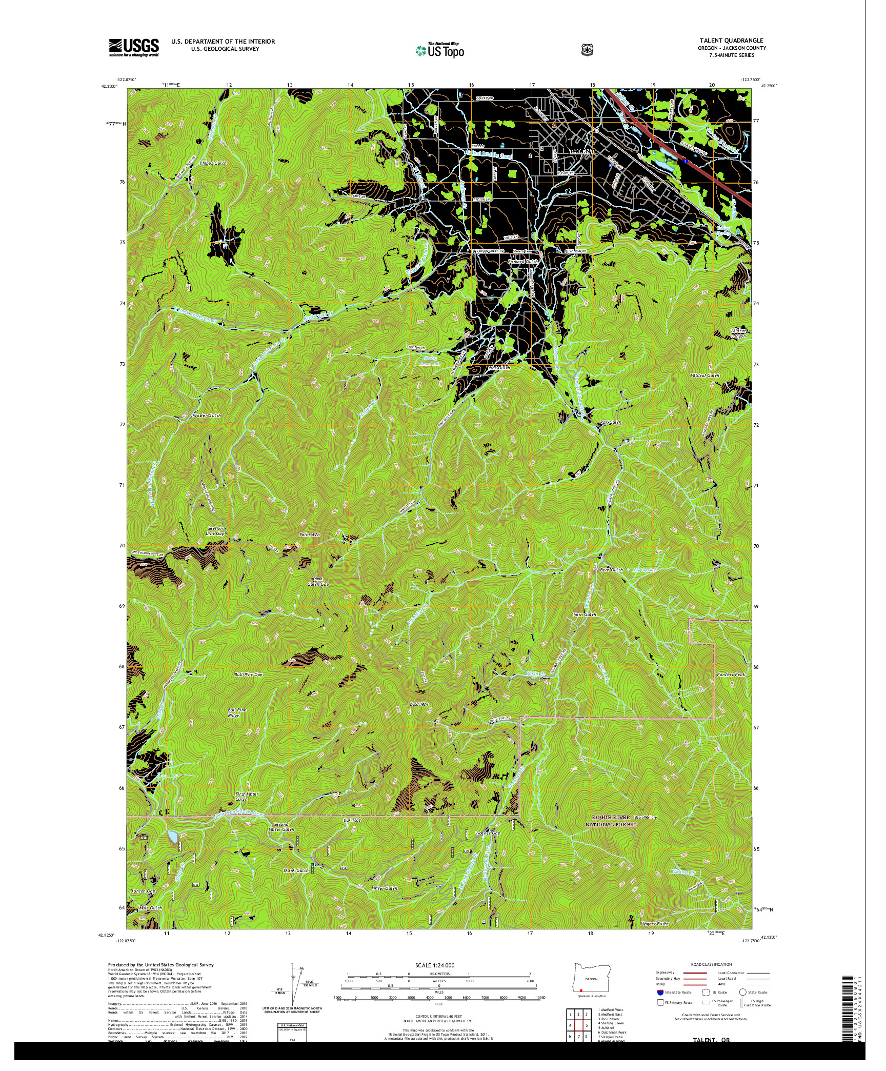 USGS US TOPO 7.5-MINUTE MAP FOR TALENT, OR 2020