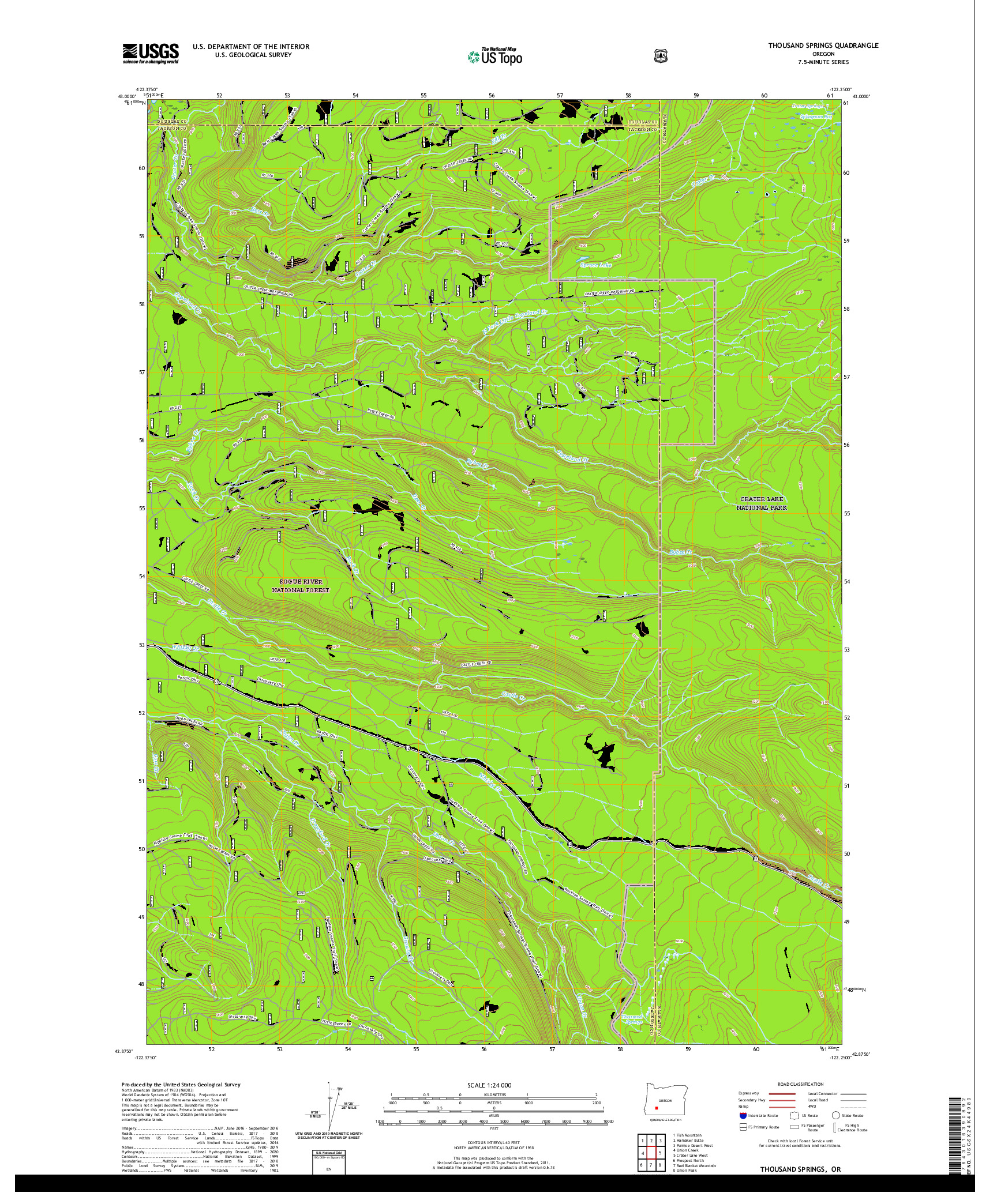 USGS US TOPO 7.5-MINUTE MAP FOR THOUSAND SPRINGS, OR 2020