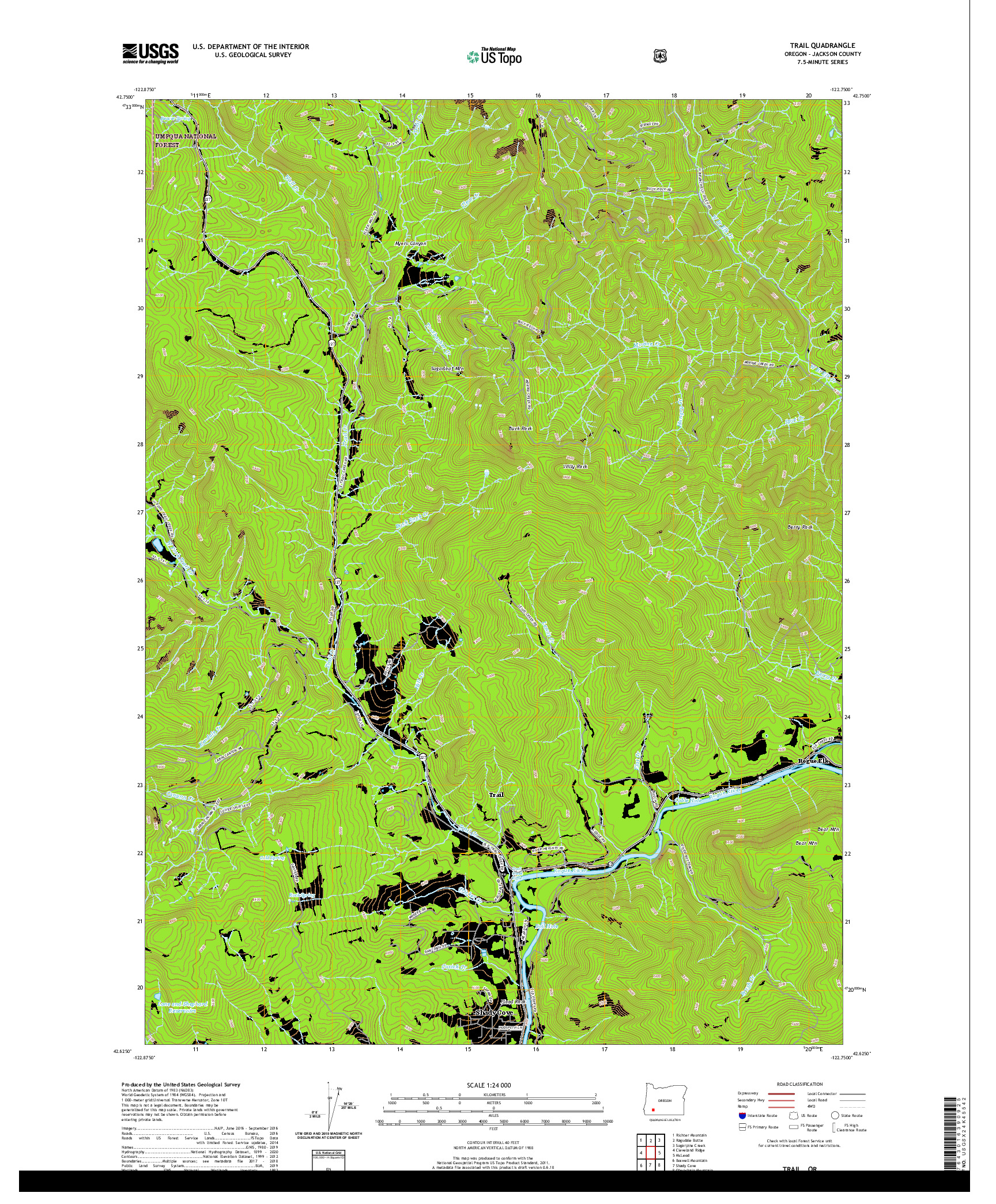 USGS US TOPO 7.5-MINUTE MAP FOR TRAIL, OR 2020
