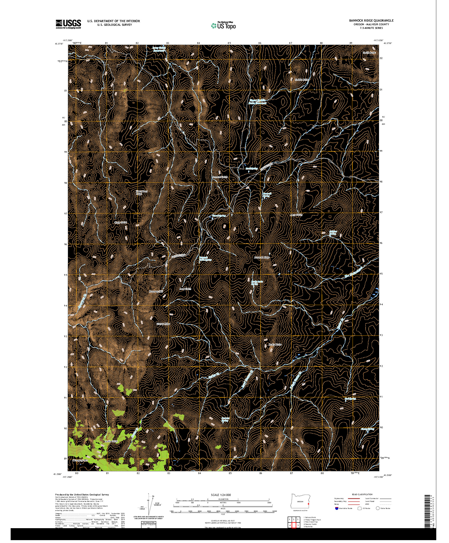 USGS US TOPO 7.5-MINUTE MAP FOR BANNOCK RIDGE, OR 2020