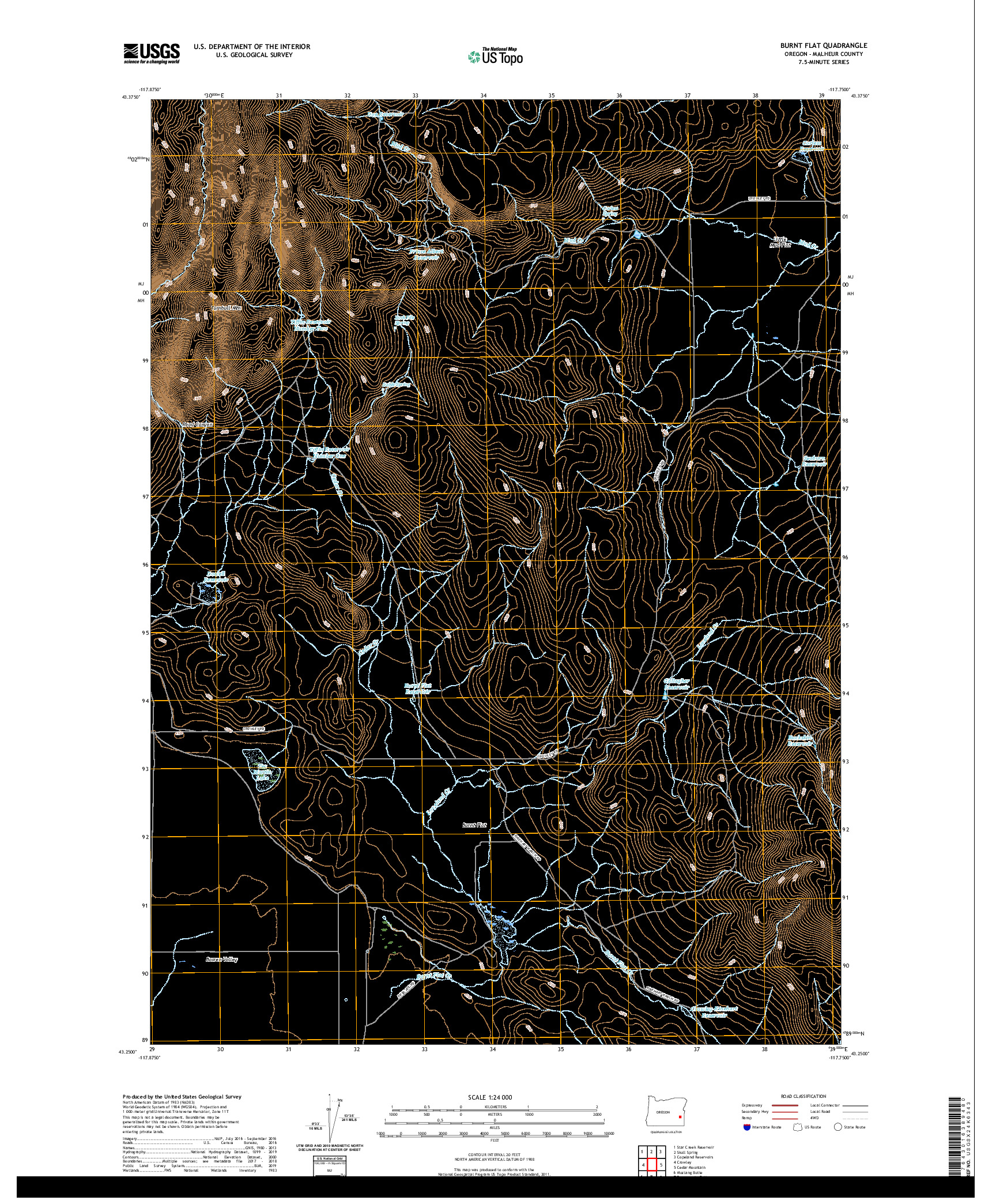 USGS US TOPO 7.5-MINUTE MAP FOR BURNT FLAT, OR 2020