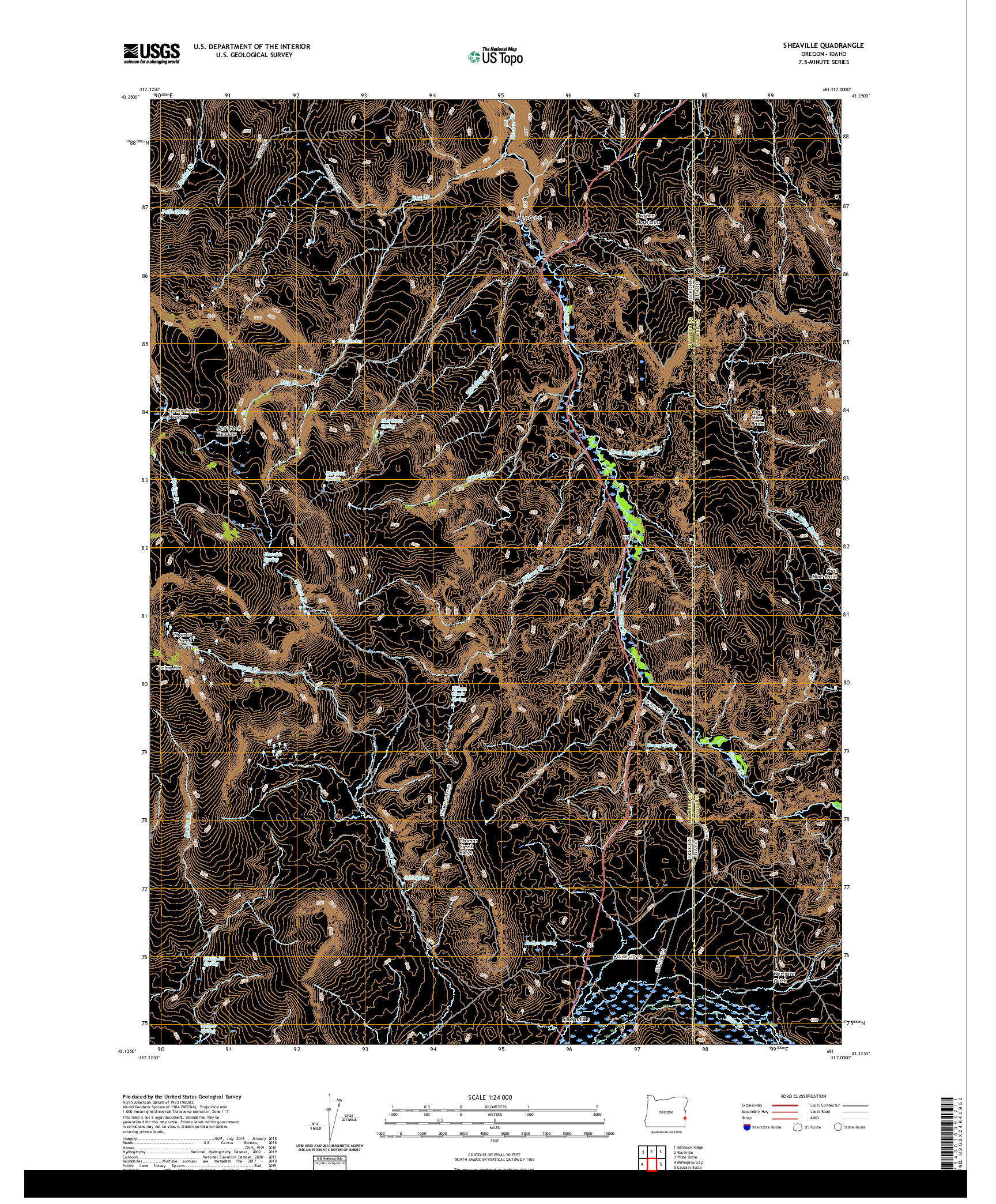 USGS US TOPO 7.5-MINUTE MAP FOR SHEAVILLE, OR,ID 2020