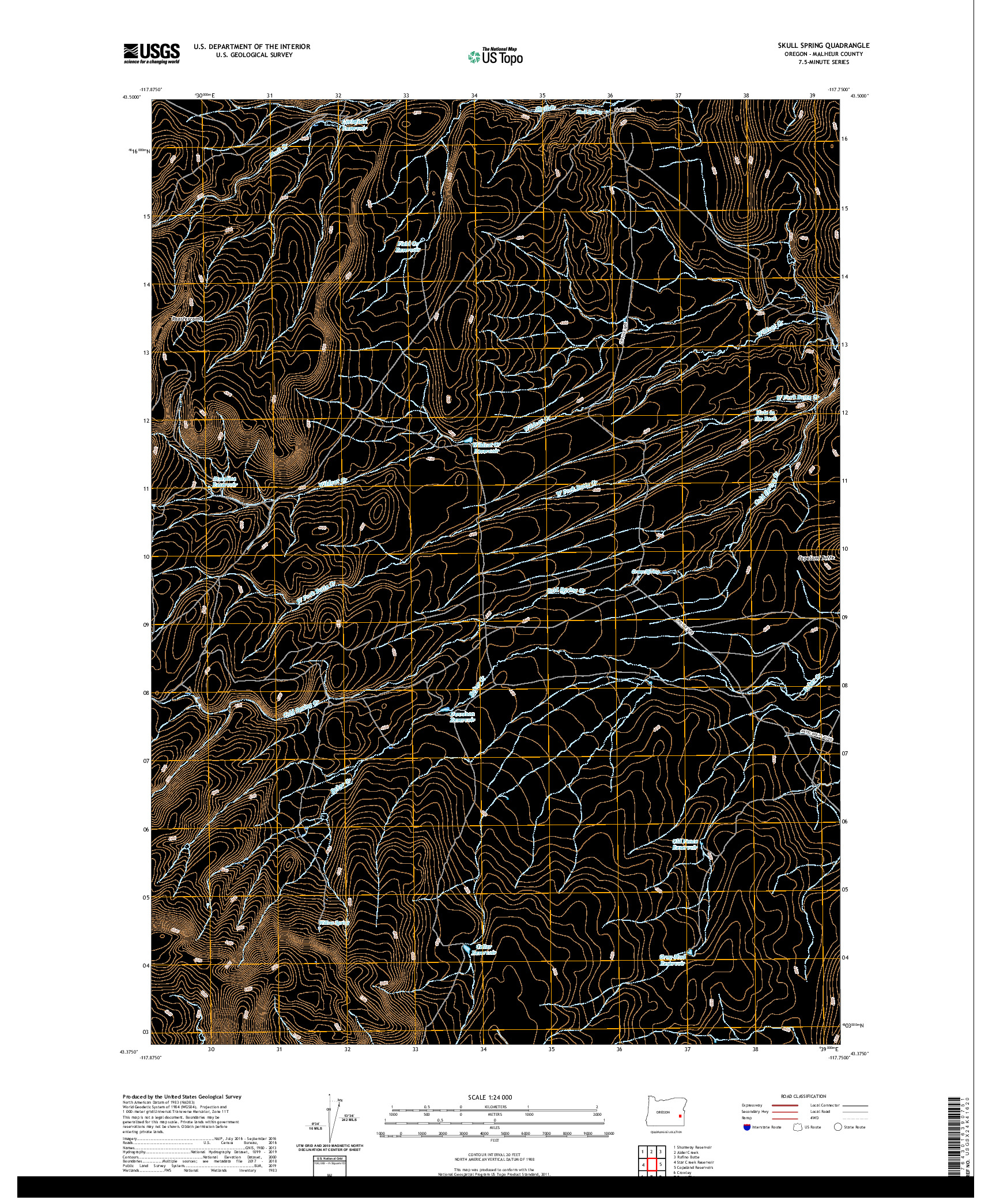 USGS US TOPO 7.5-MINUTE MAP FOR SKULL SPRING, OR 2020