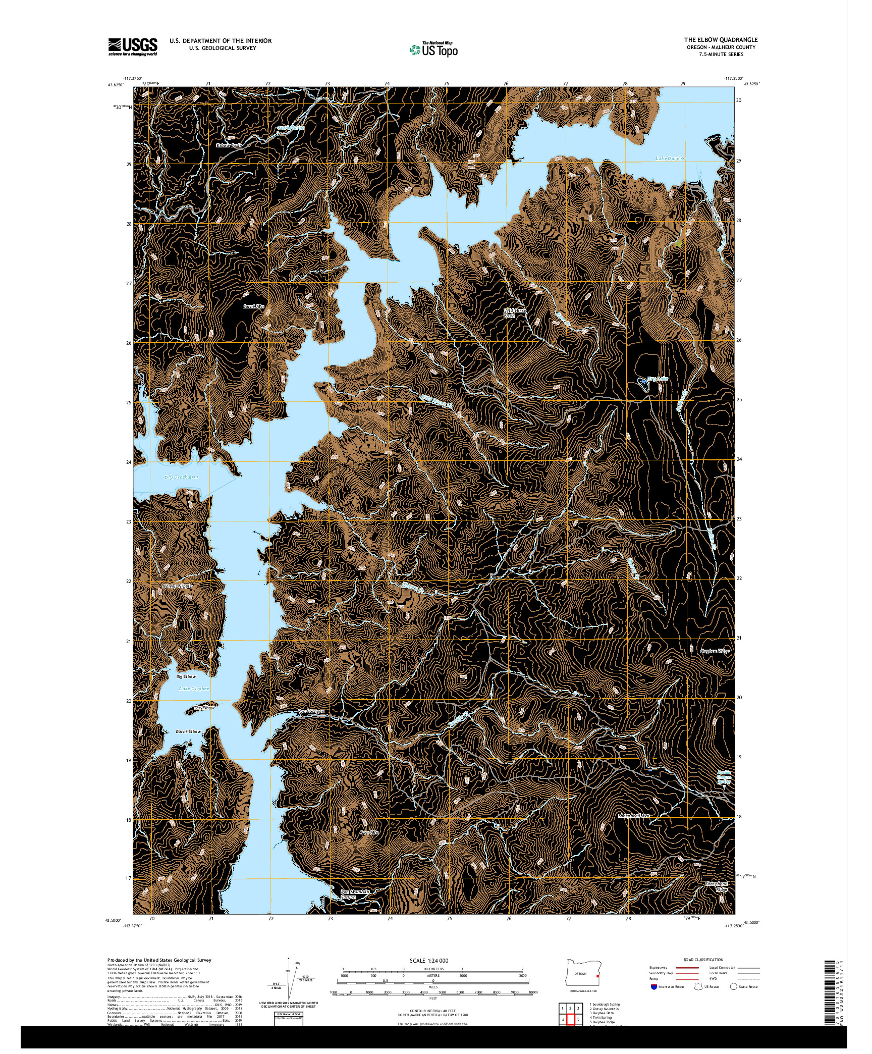 USGS US TOPO 7.5-MINUTE MAP FOR THE ELBOW, OR 2020