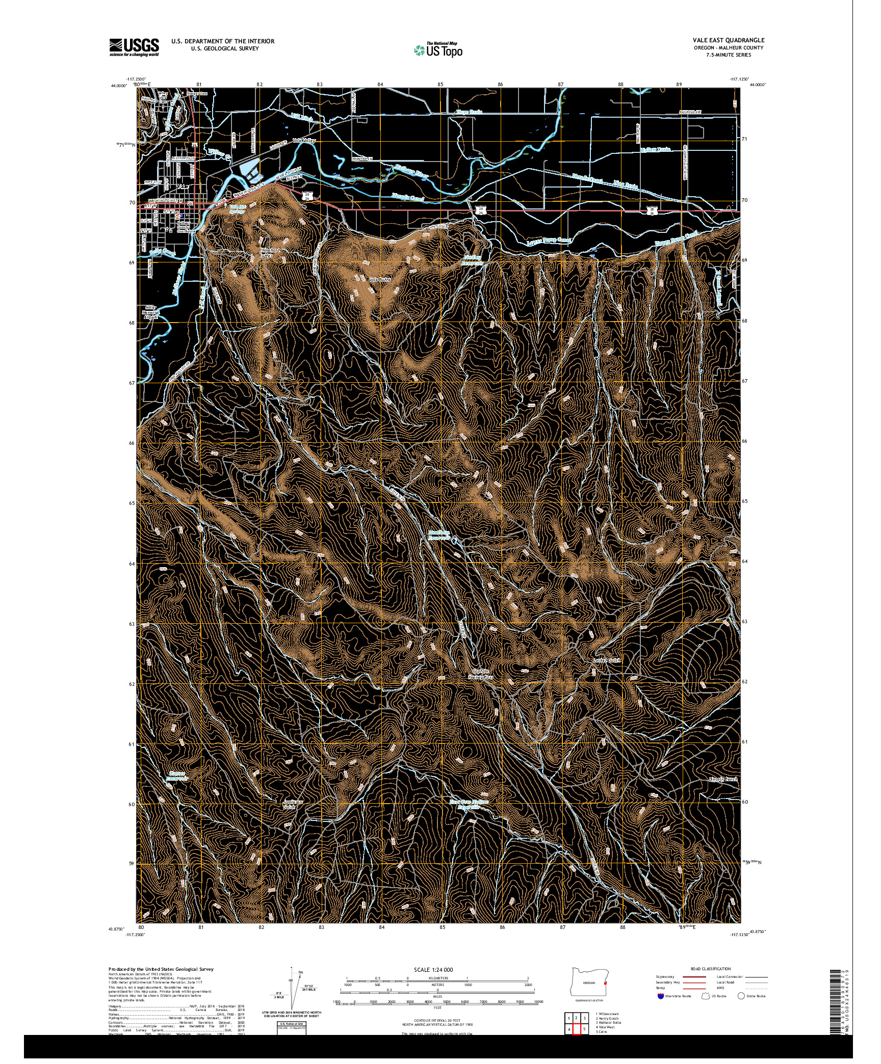 USGS US TOPO 7.5-MINUTE MAP FOR VALE EAST, OR 2020