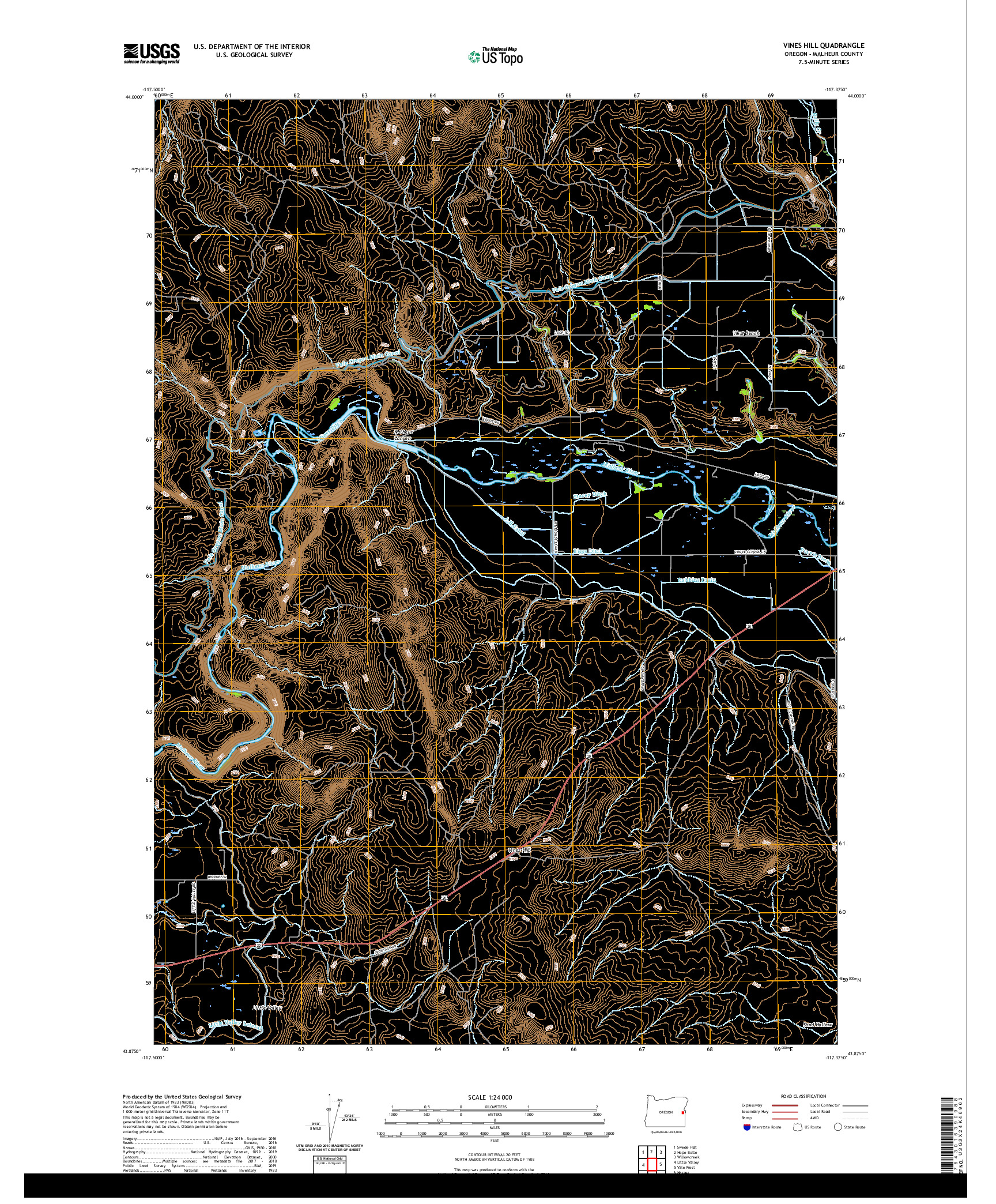 USGS US TOPO 7.5-MINUTE MAP FOR VINES HILL, OR 2020