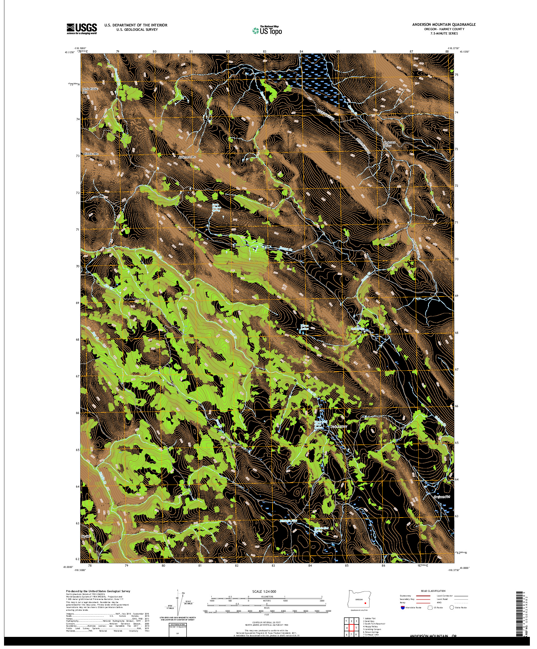 USGS US TOPO 7.5-MINUTE MAP FOR ANDERSON MOUNTAIN, OR 2020