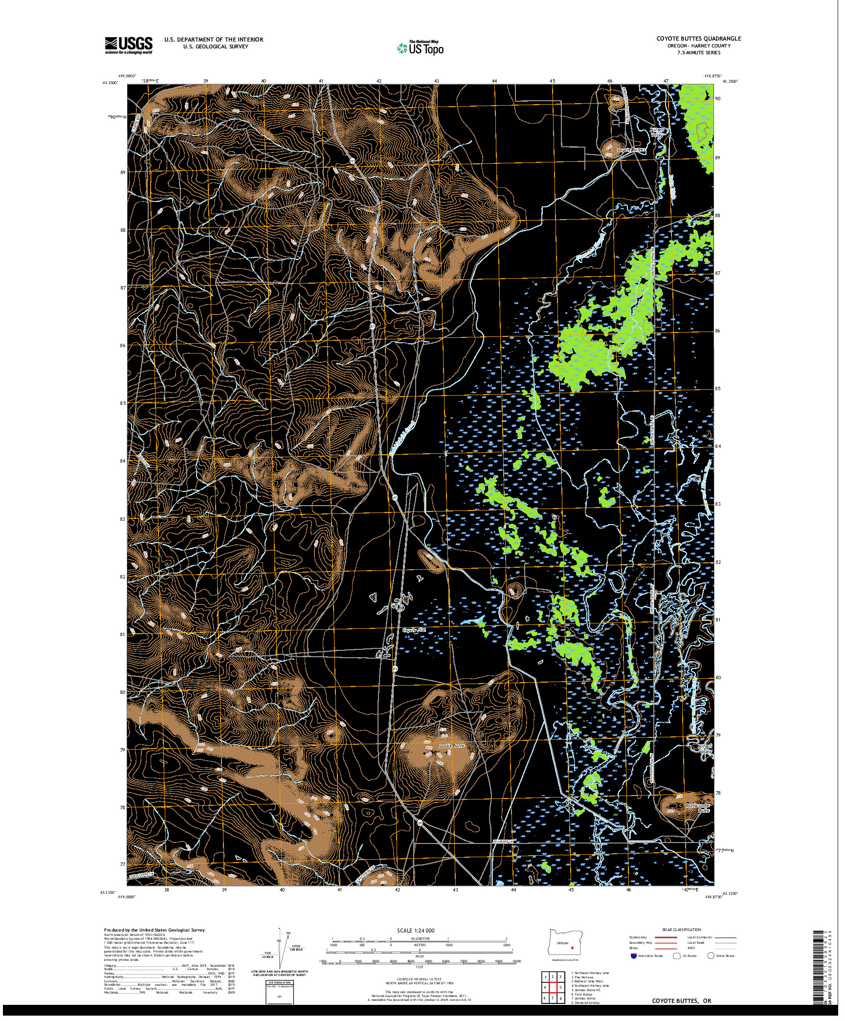 USGS US TOPO 7.5-MINUTE MAP FOR COYOTE BUTTES, OR 2020