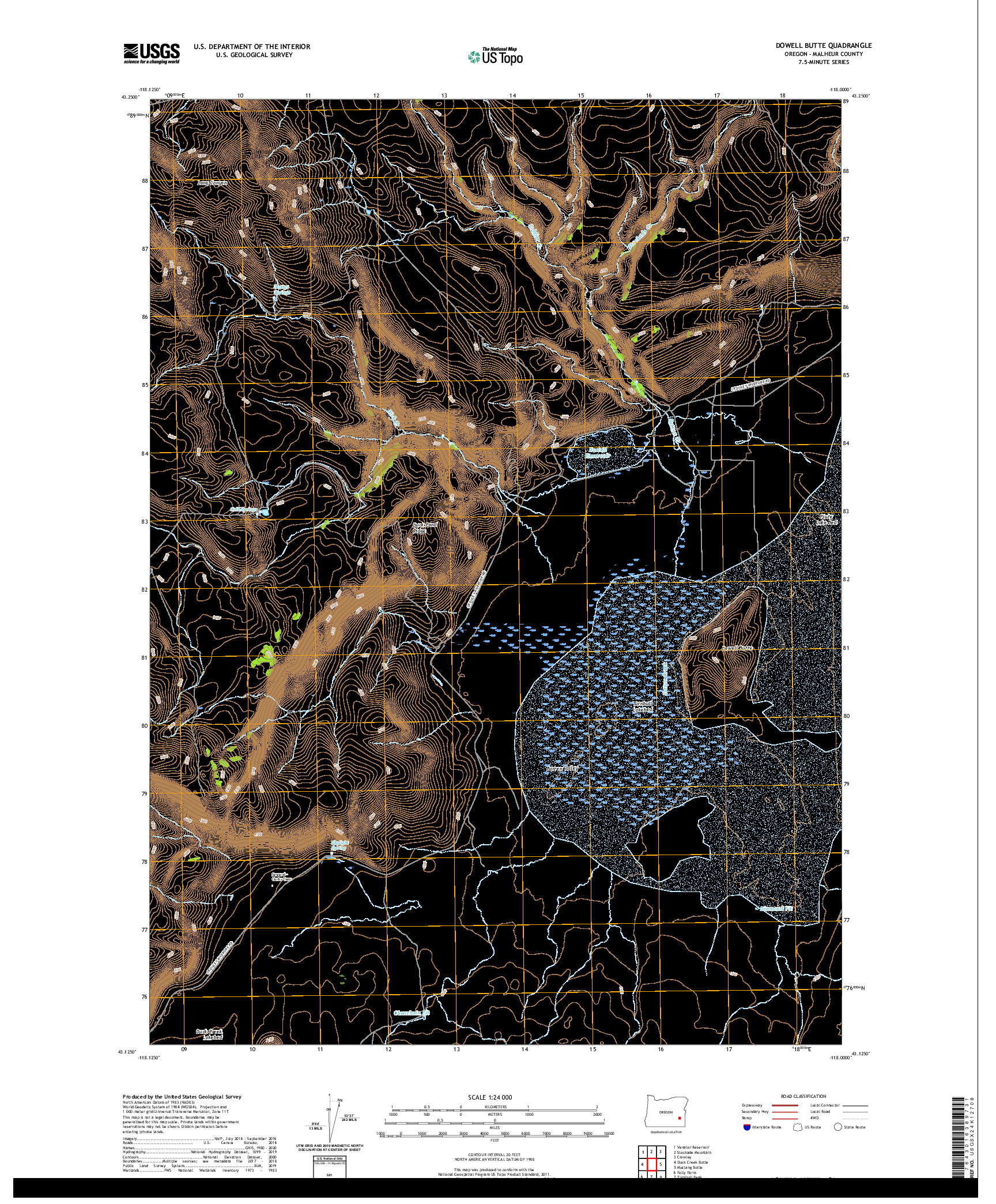 USGS US TOPO 7.5-MINUTE MAP FOR DOWELL BUTTE, OR 2020