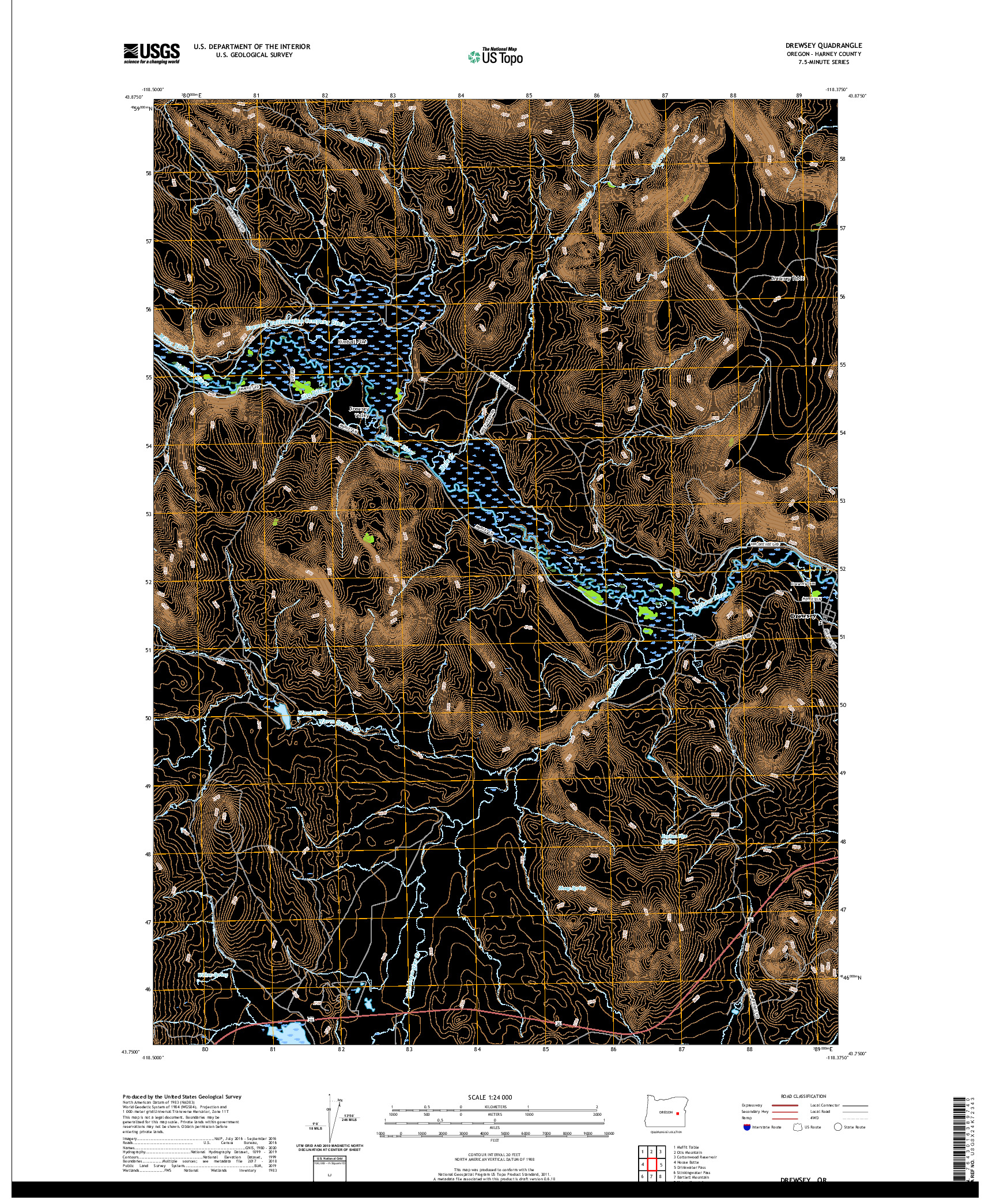 USGS US TOPO 7.5-MINUTE MAP FOR DREWSEY, OR 2020