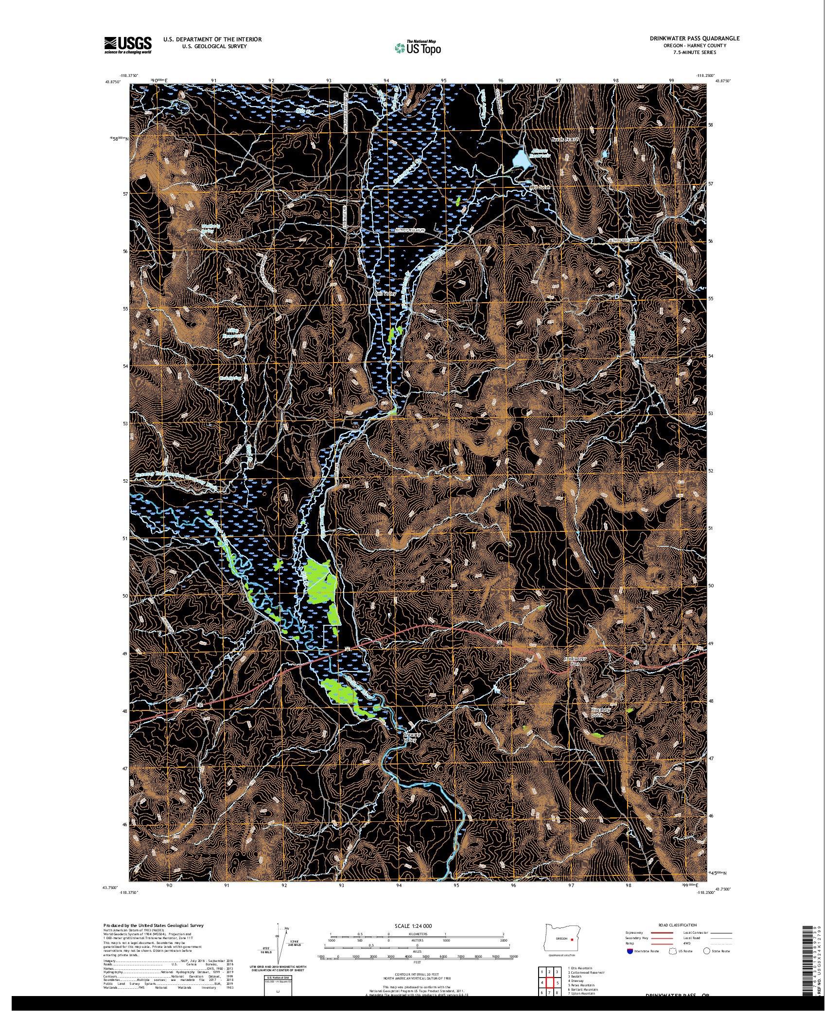 USGS US TOPO 7.5-MINUTE MAP FOR DRINKWATER PASS, OR 2020