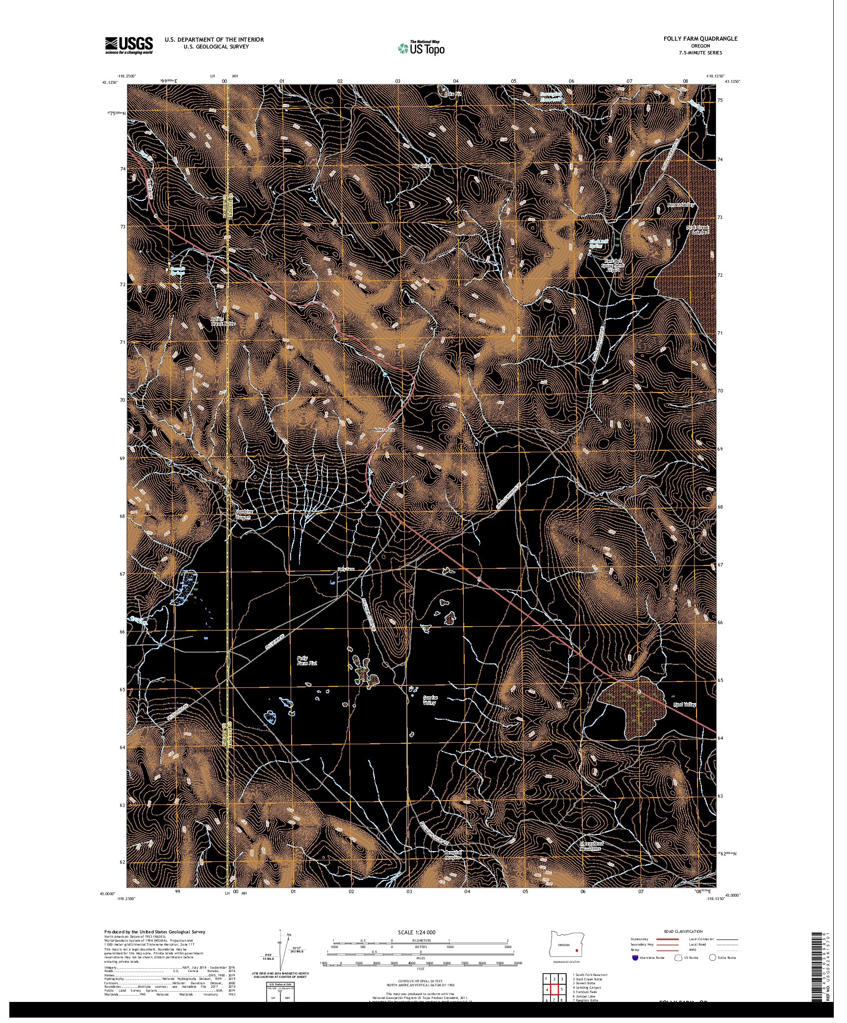 USGS US TOPO 7.5-MINUTE MAP FOR FOLLY FARM, OR 2020