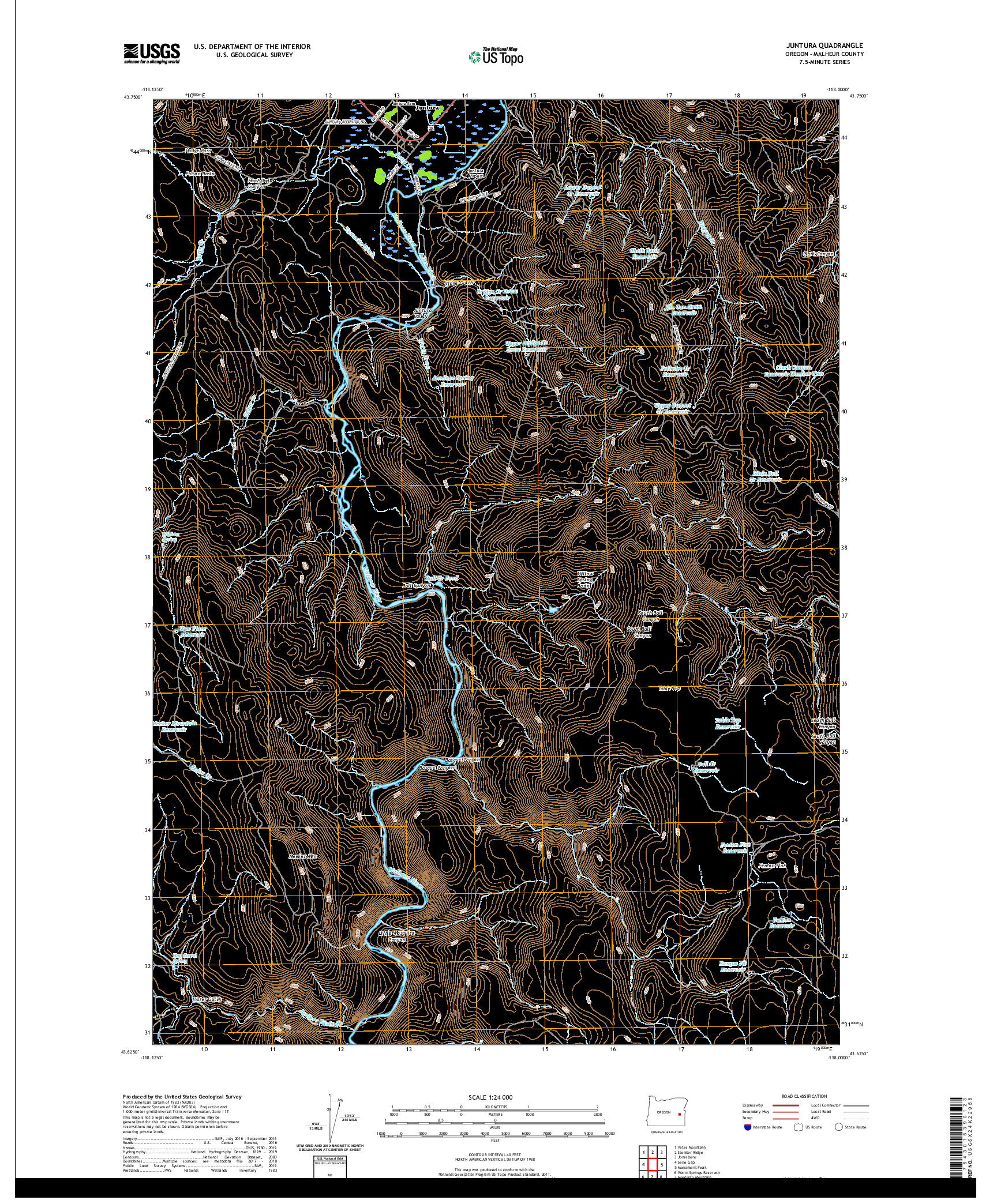 USGS US TOPO 7.5-MINUTE MAP FOR JUNTURA, OR 2020