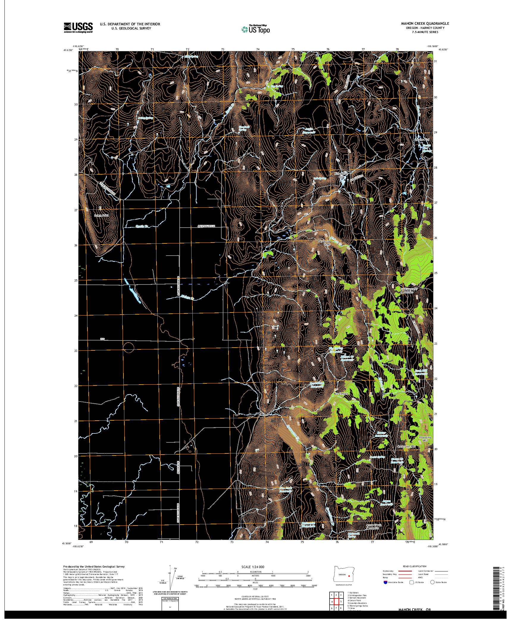 USGS US TOPO 7.5-MINUTE MAP FOR MAHON CREEK, OR 2020