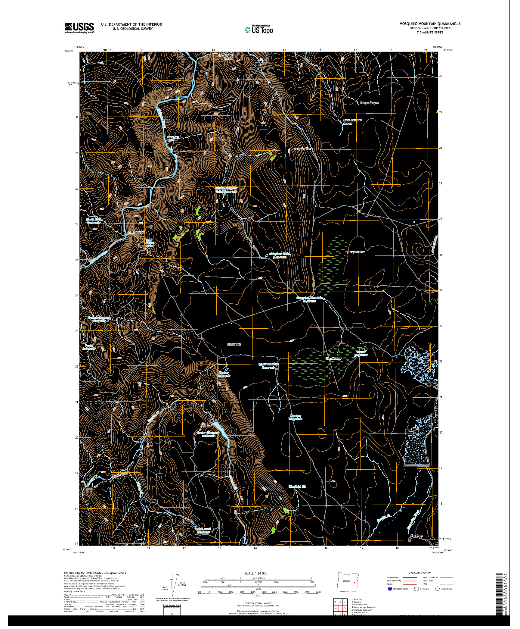 USGS US TOPO 7.5-MINUTE MAP FOR MOSQUITO MOUNTAIN, OR 2020