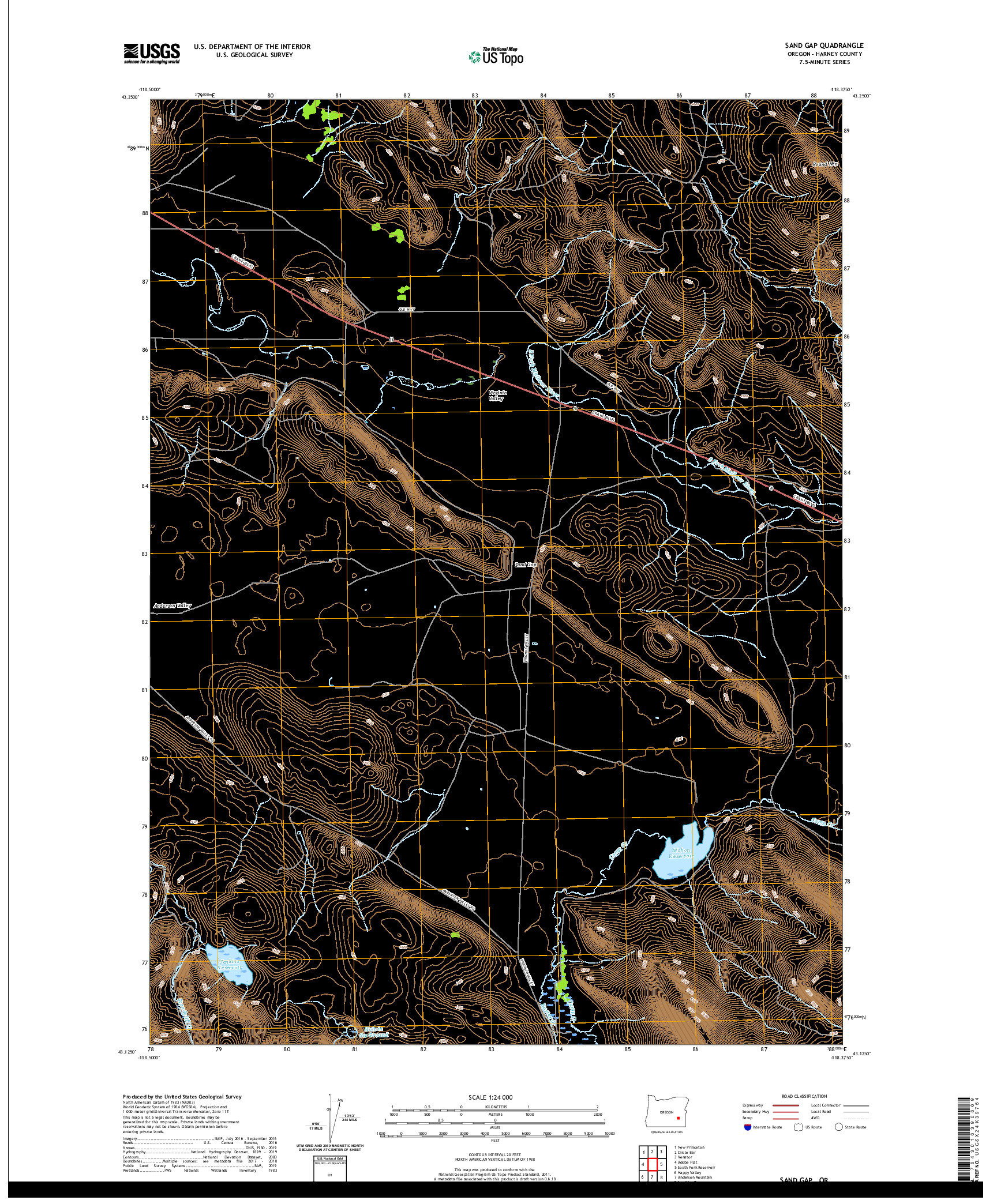 USGS US TOPO 7.5-MINUTE MAP FOR SAND GAP, OR 2020