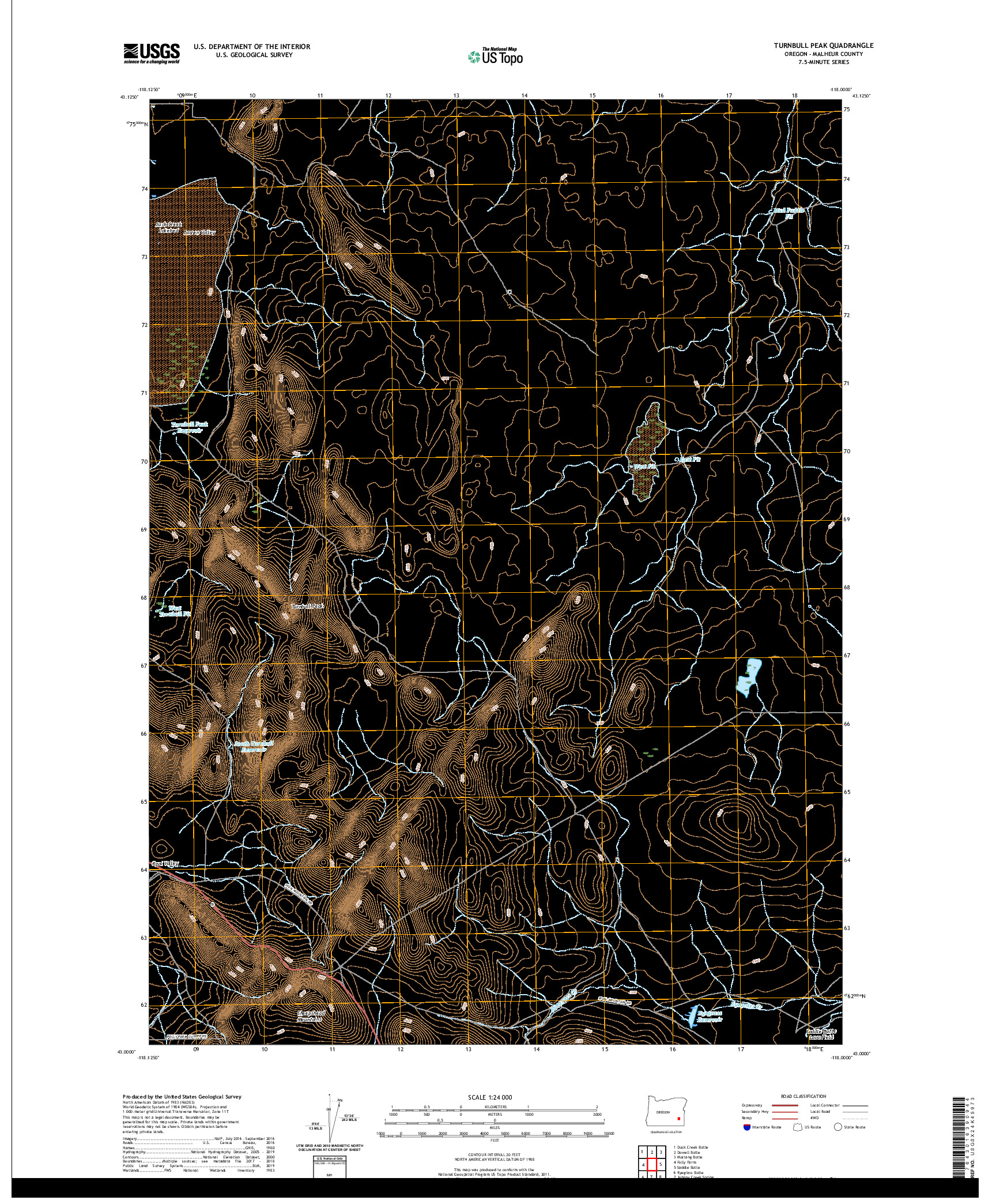 USGS US TOPO 7.5-MINUTE MAP FOR TURNBULL PEAK, OR 2020