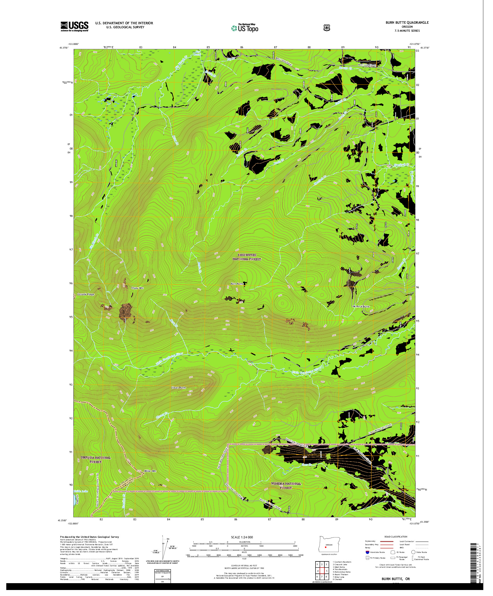 USGS US TOPO 7.5-MINUTE MAP FOR BURN BUTTE, OR 2020