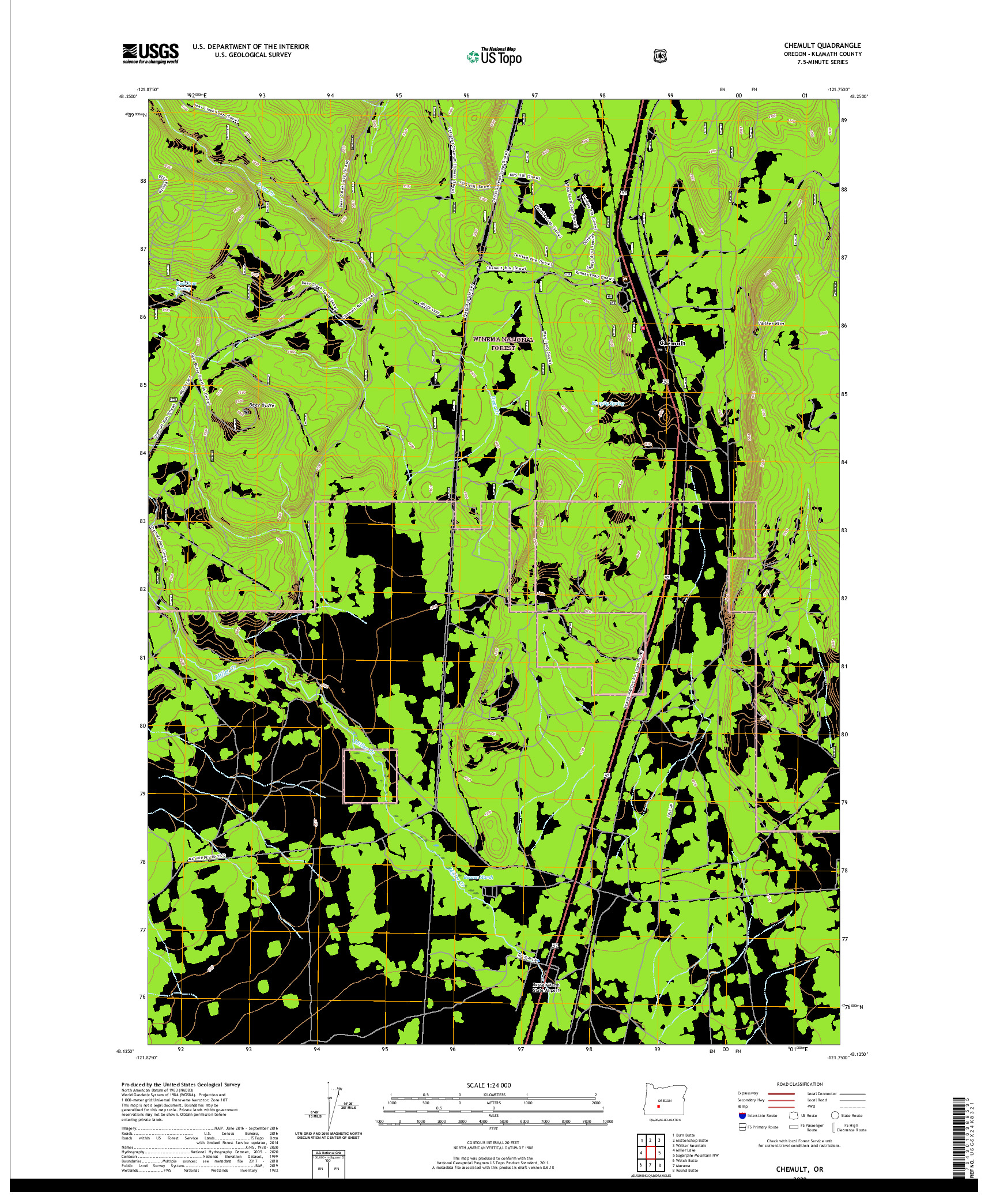 USGS US TOPO 7.5-MINUTE MAP FOR CHEMULT, OR 2020