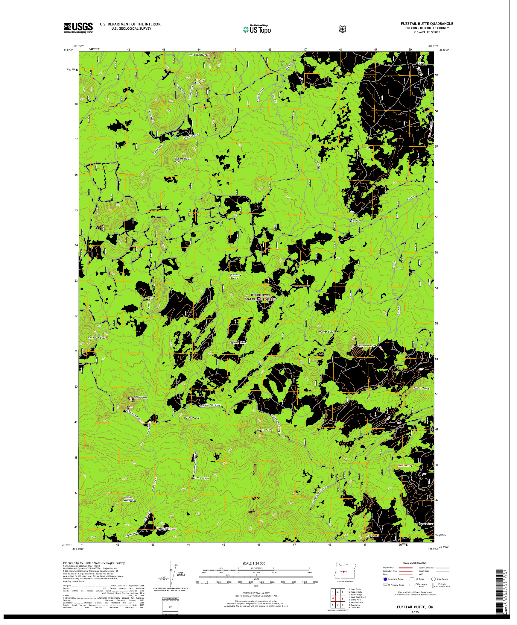 USGS US TOPO 7.5-MINUTE MAP FOR FUZZTAIL BUTTE, OR 2020