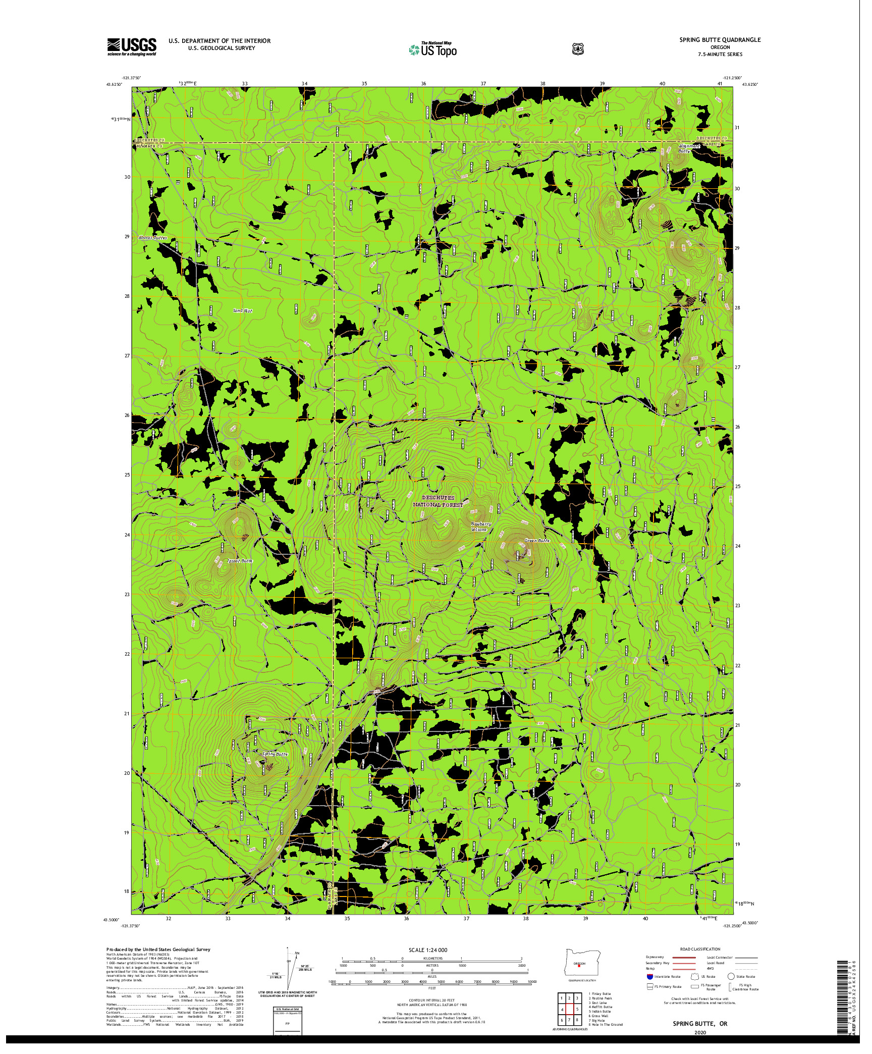 USGS US TOPO 7.5-MINUTE MAP FOR SPRING BUTTE, OR 2020