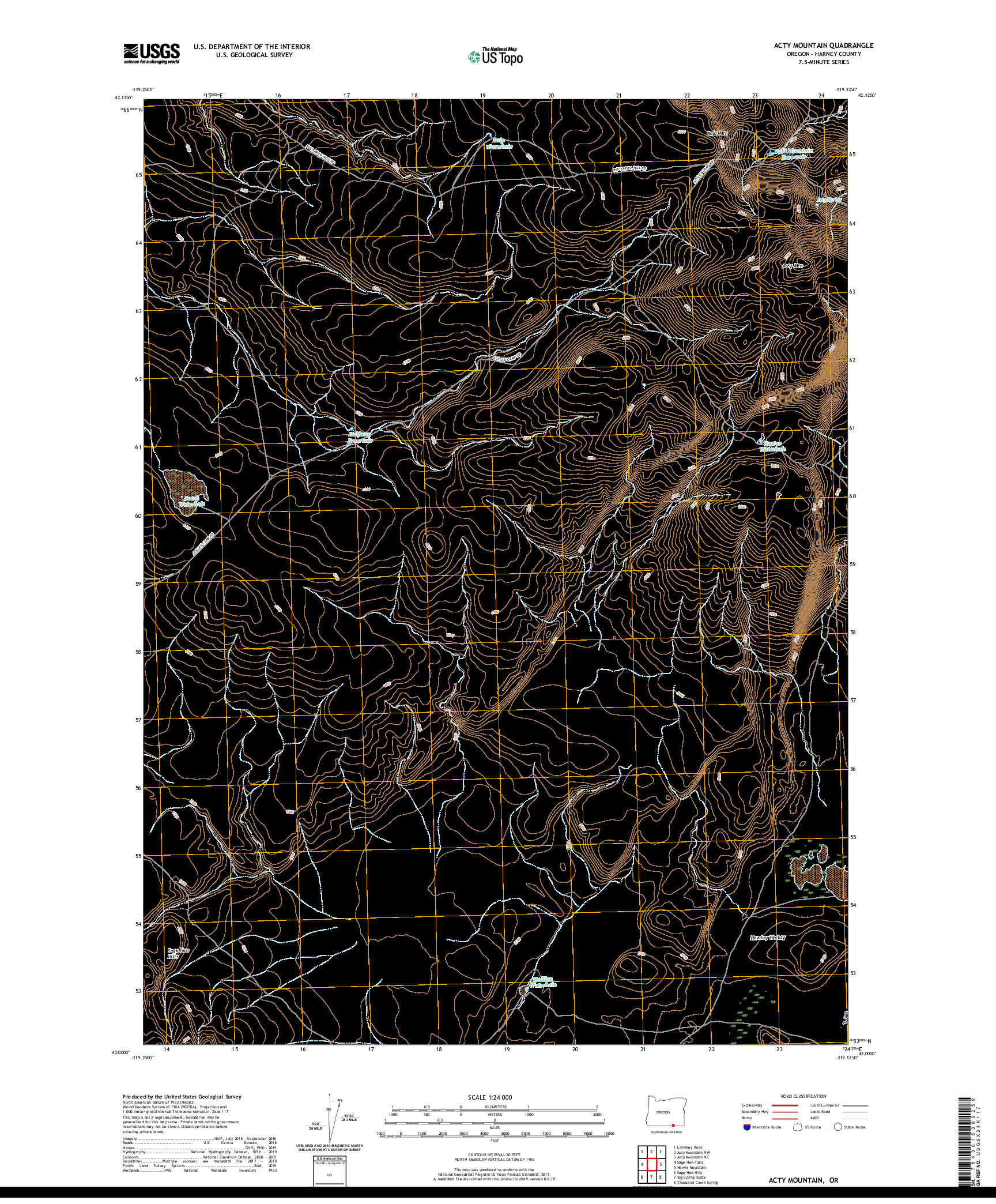 USGS US TOPO 7.5-MINUTE MAP FOR ACTY MOUNTAIN, OR 2020
