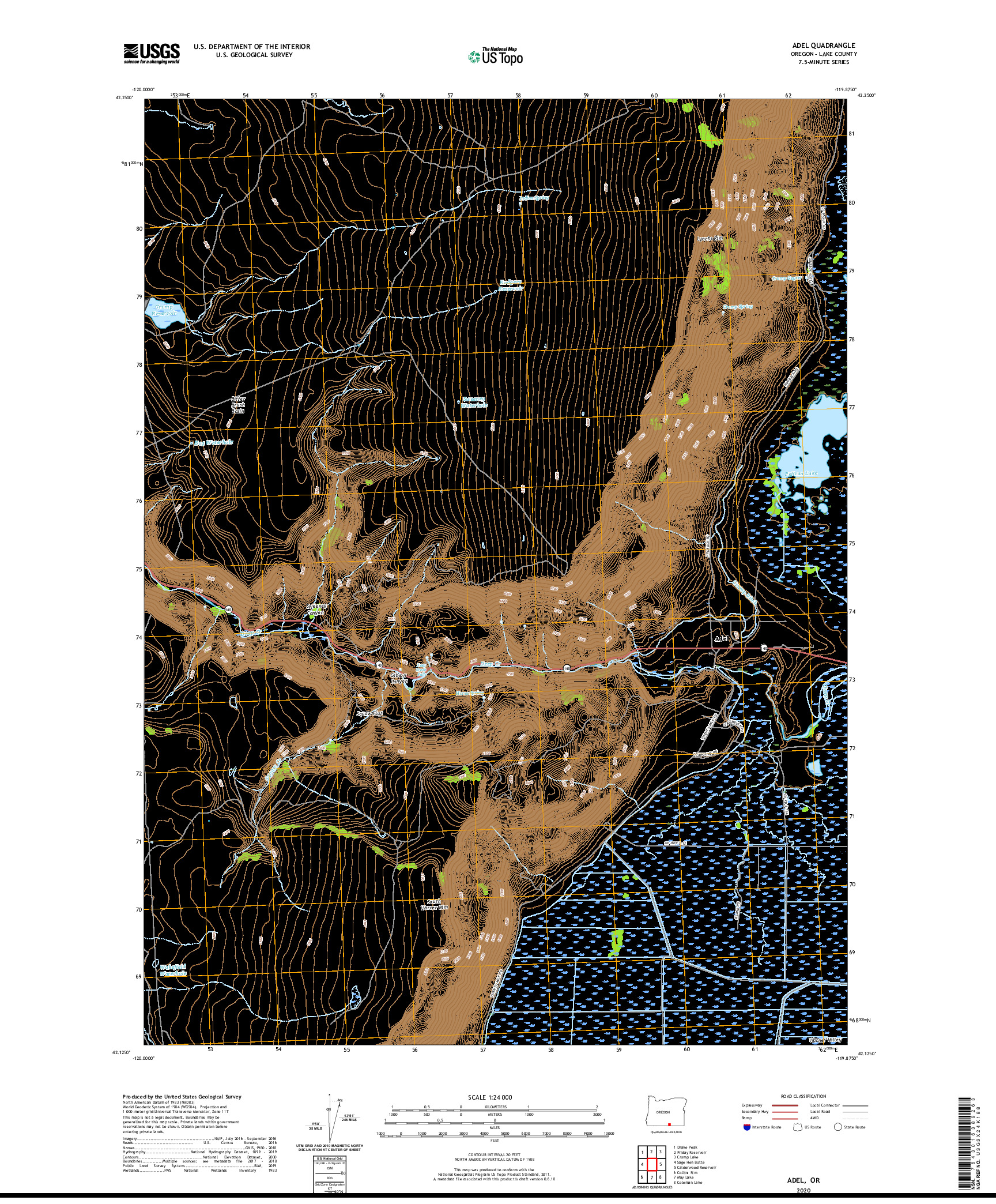 USGS US TOPO 7.5-MINUTE MAP FOR ADEL, OR 2020