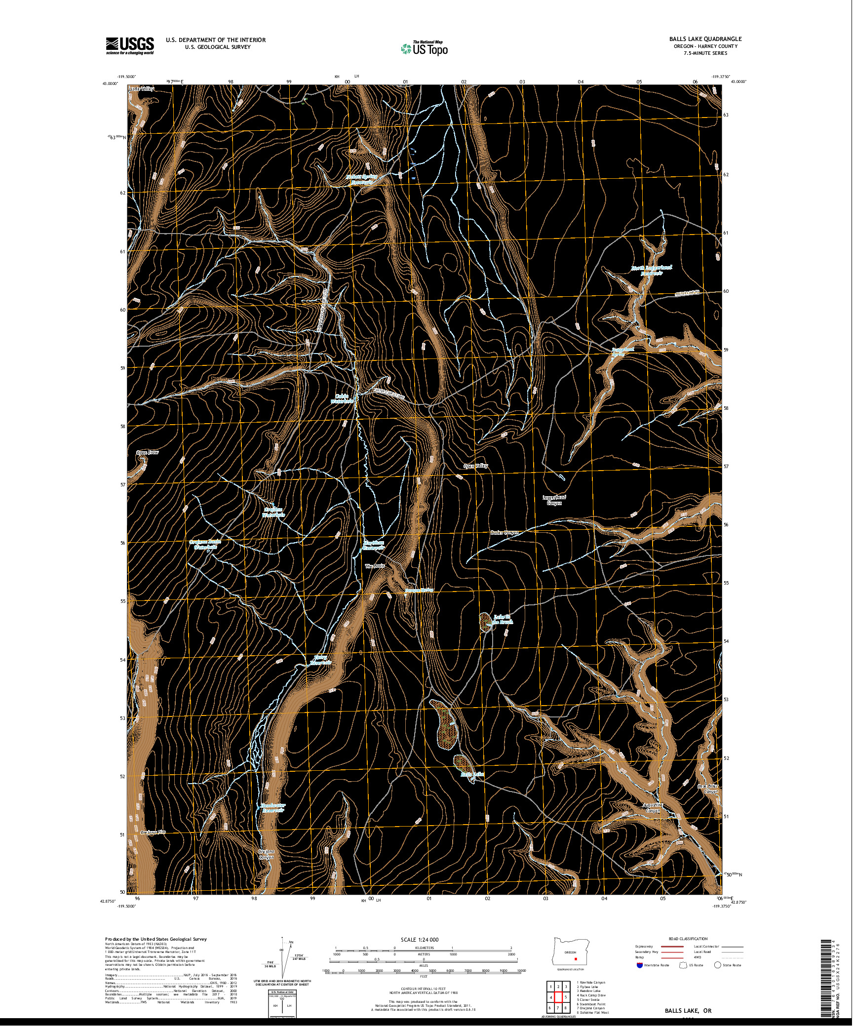 USGS US TOPO 7.5-MINUTE MAP FOR BALLS LAKE, OR 2020