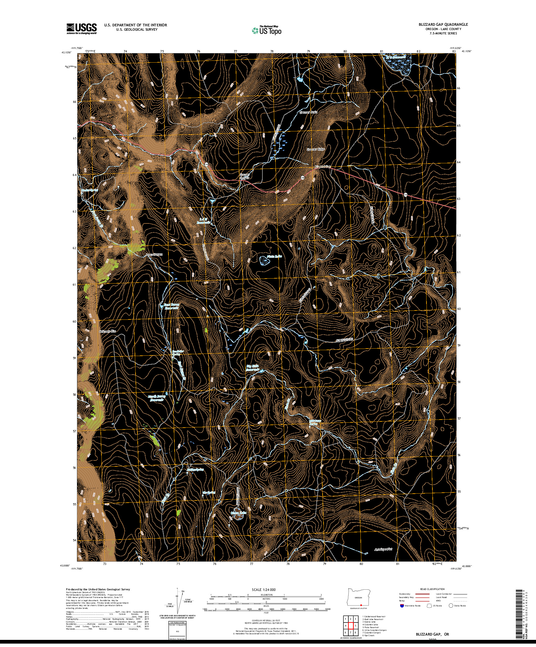 USGS US TOPO 7.5-MINUTE MAP FOR BLIZZARD GAP, OR 2020