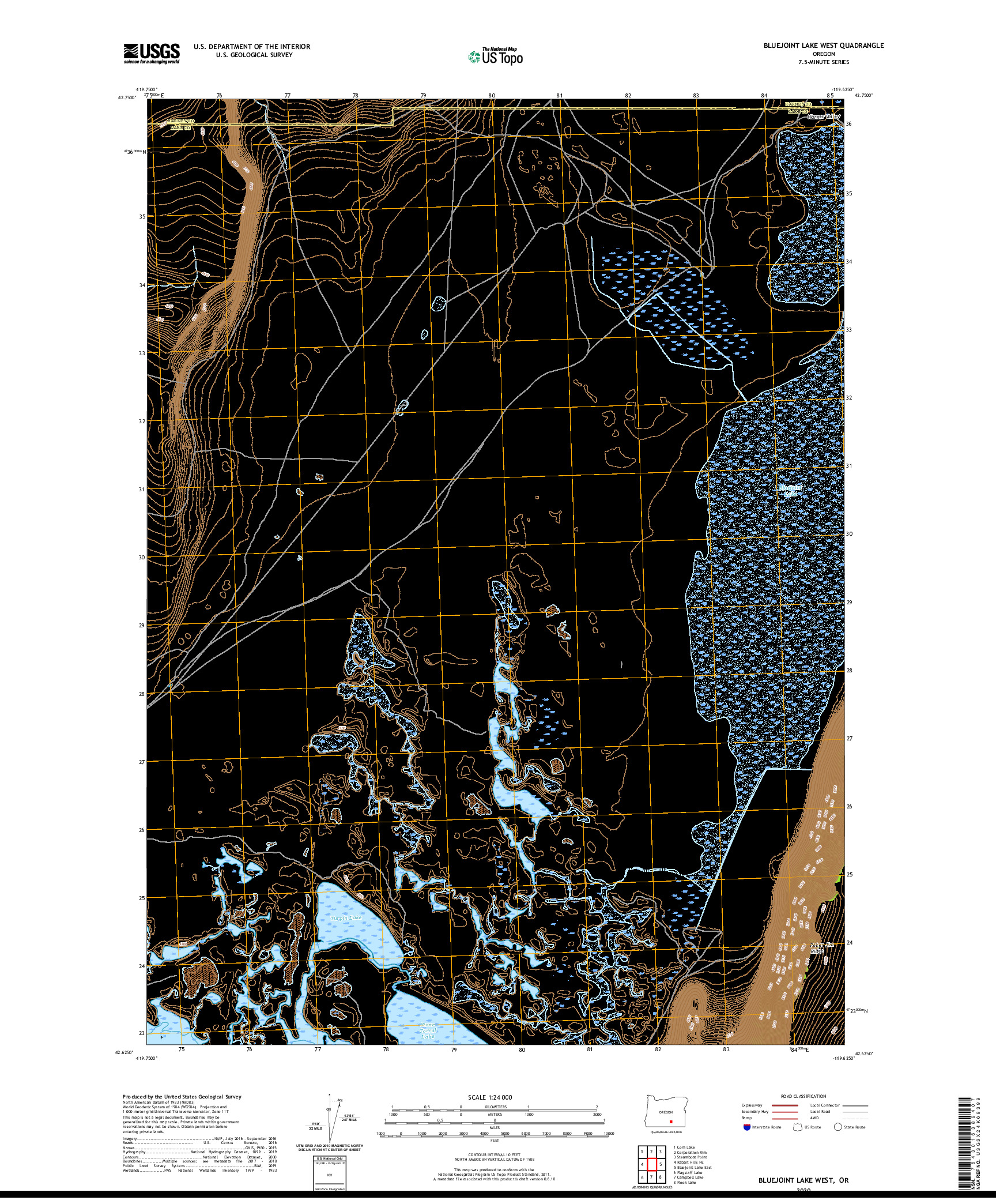USGS US TOPO 7.5-MINUTE MAP FOR BLUEJOINT LAKE WEST, OR 2020
