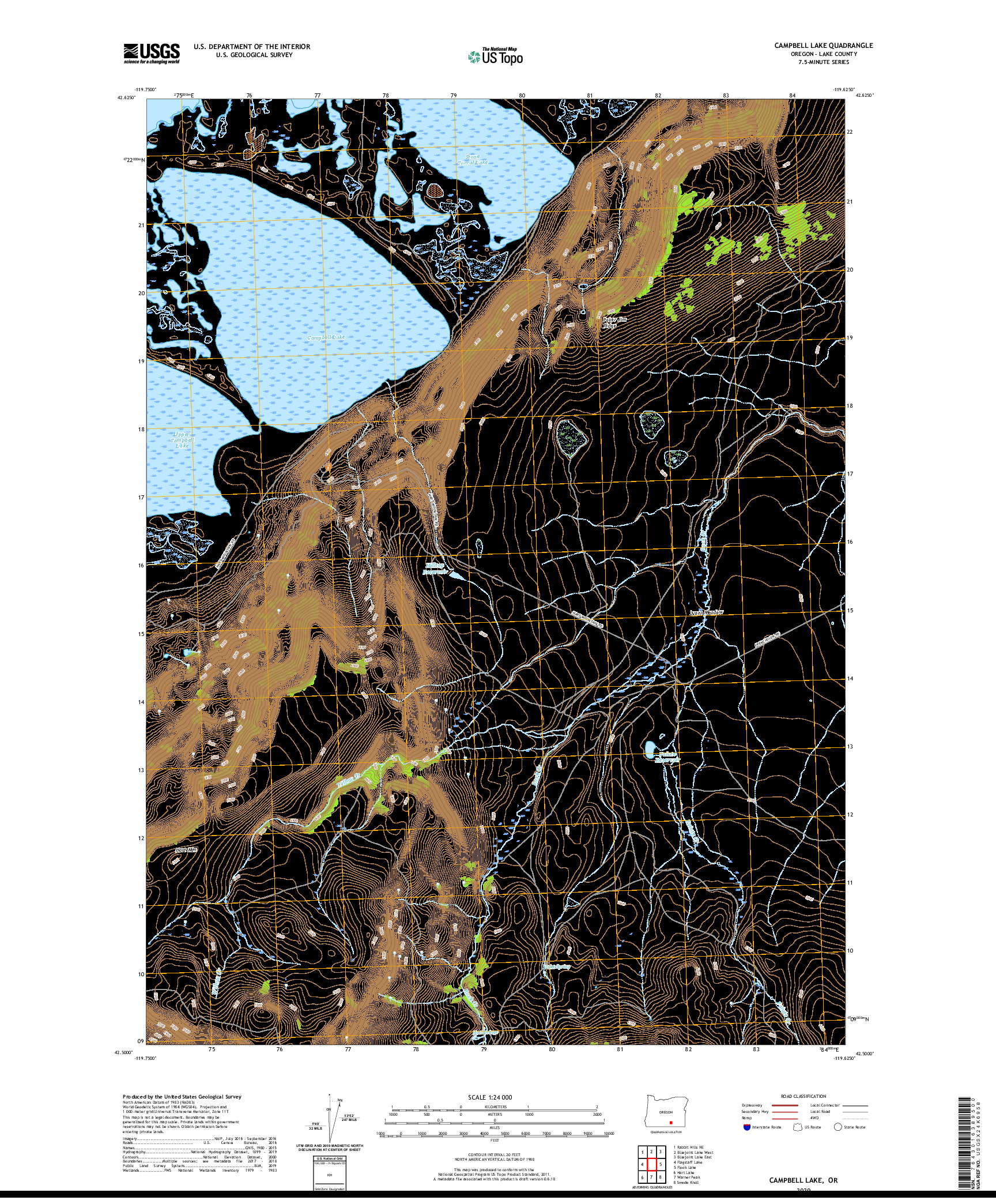 USGS US TOPO 7.5-MINUTE MAP FOR CAMPBELL LAKE, OR 2020