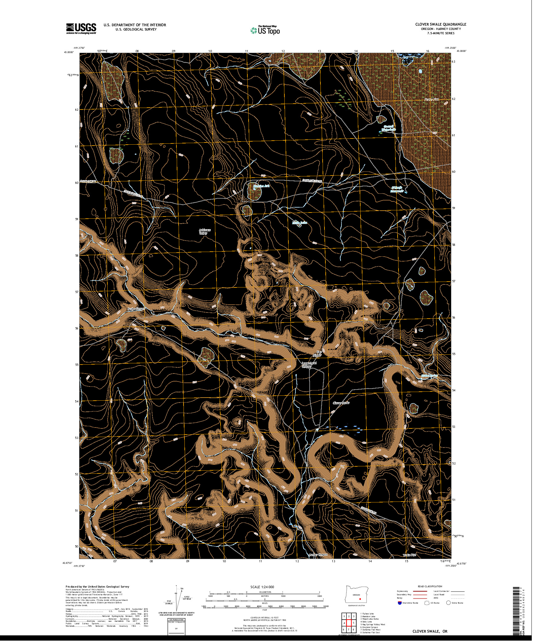USGS US TOPO 7.5-MINUTE MAP FOR CLOVER SWALE, OR 2020