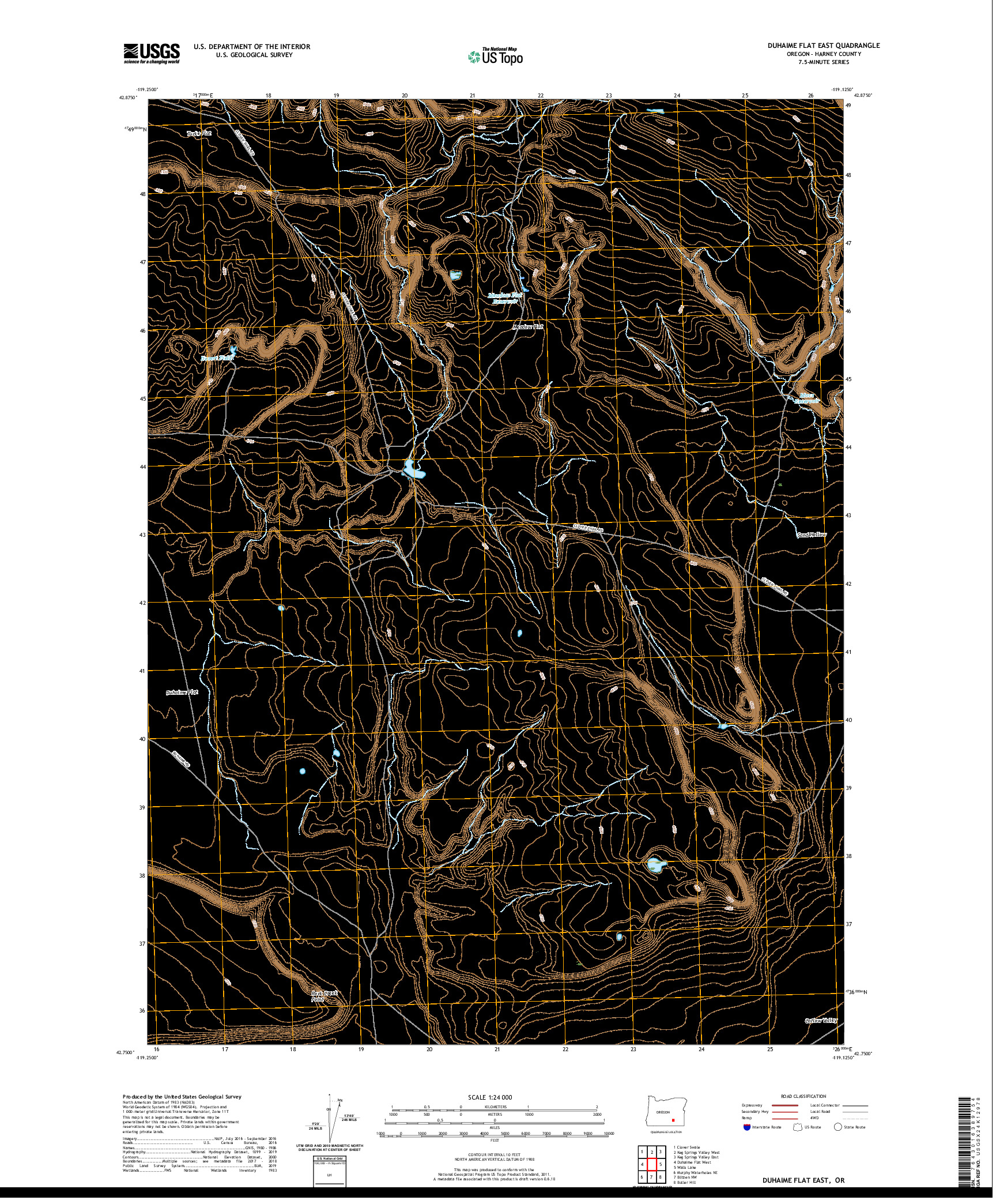 USGS US TOPO 7.5-MINUTE MAP FOR DUHAIME FLAT EAST, OR 2020
