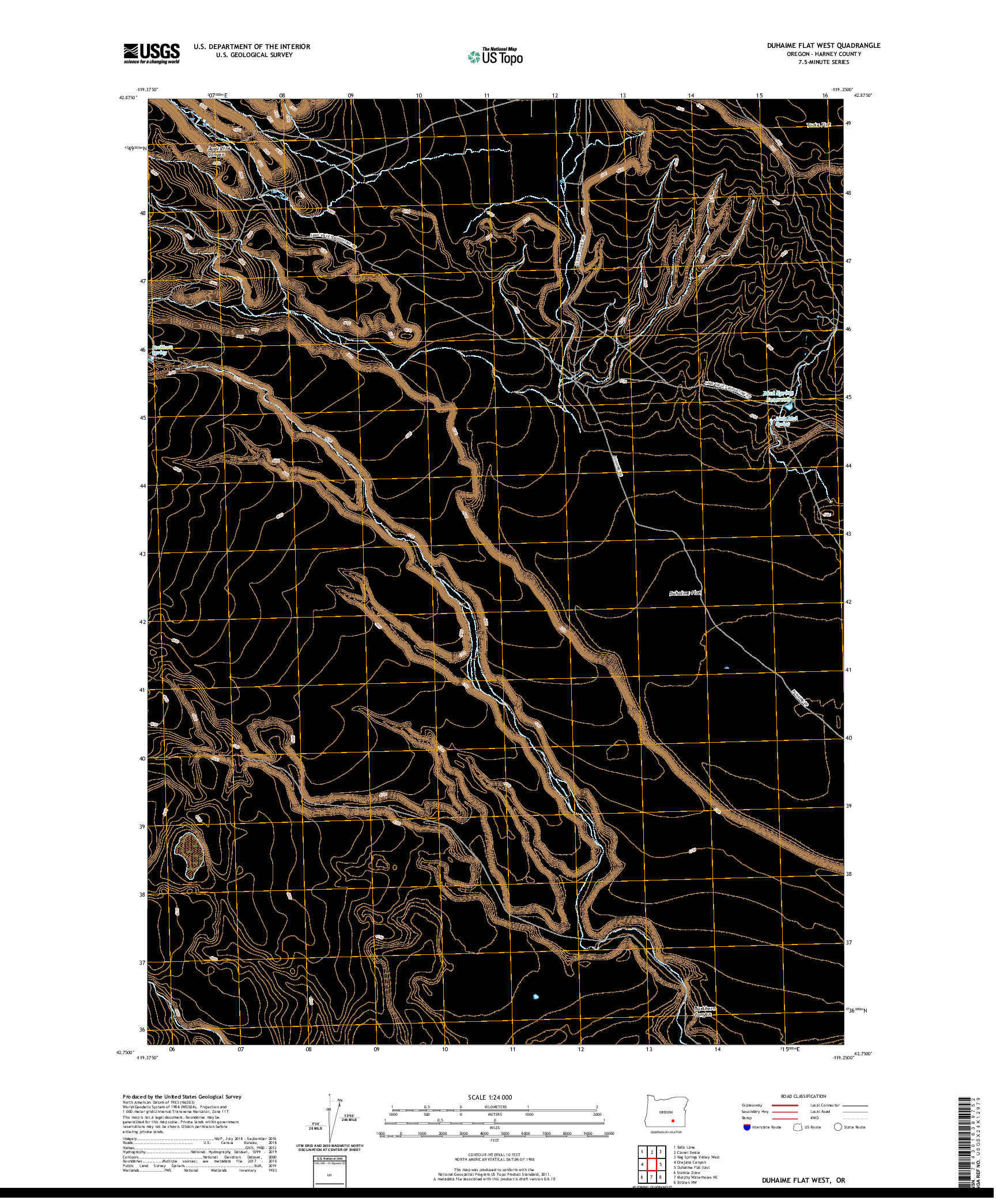 USGS US TOPO 7.5-MINUTE MAP FOR DUHAIME FLAT WEST, OR 2020