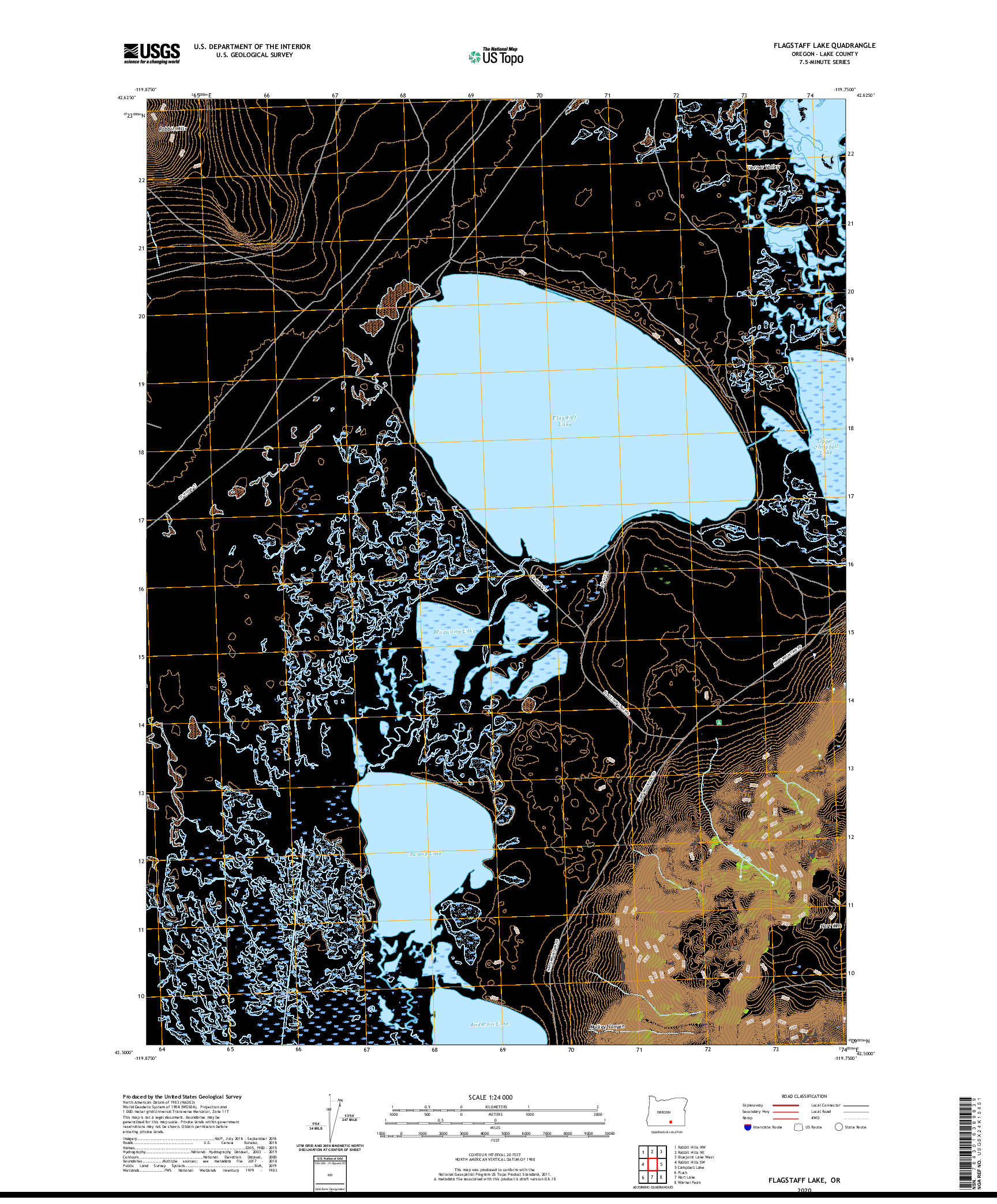 USGS US TOPO 7.5-MINUTE MAP FOR FLAGSTAFF LAKE, OR 2020