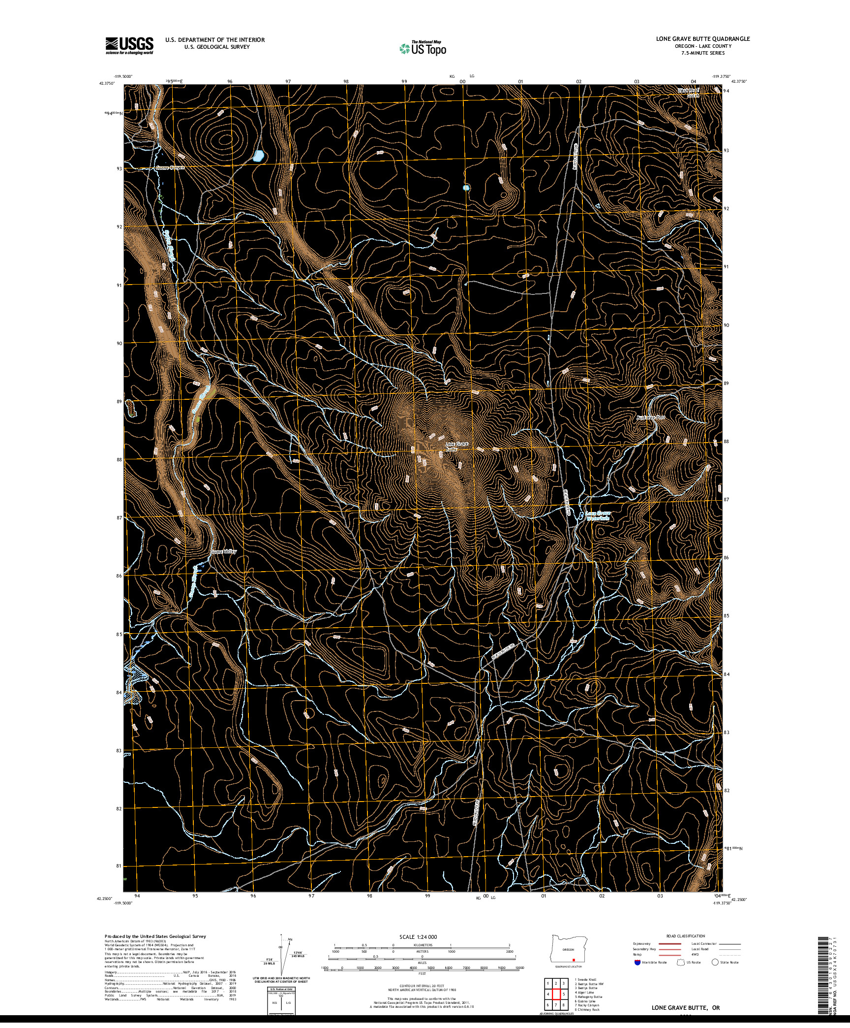USGS US TOPO 7.5-MINUTE MAP FOR LONE GRAVE BUTTE, OR 2020
