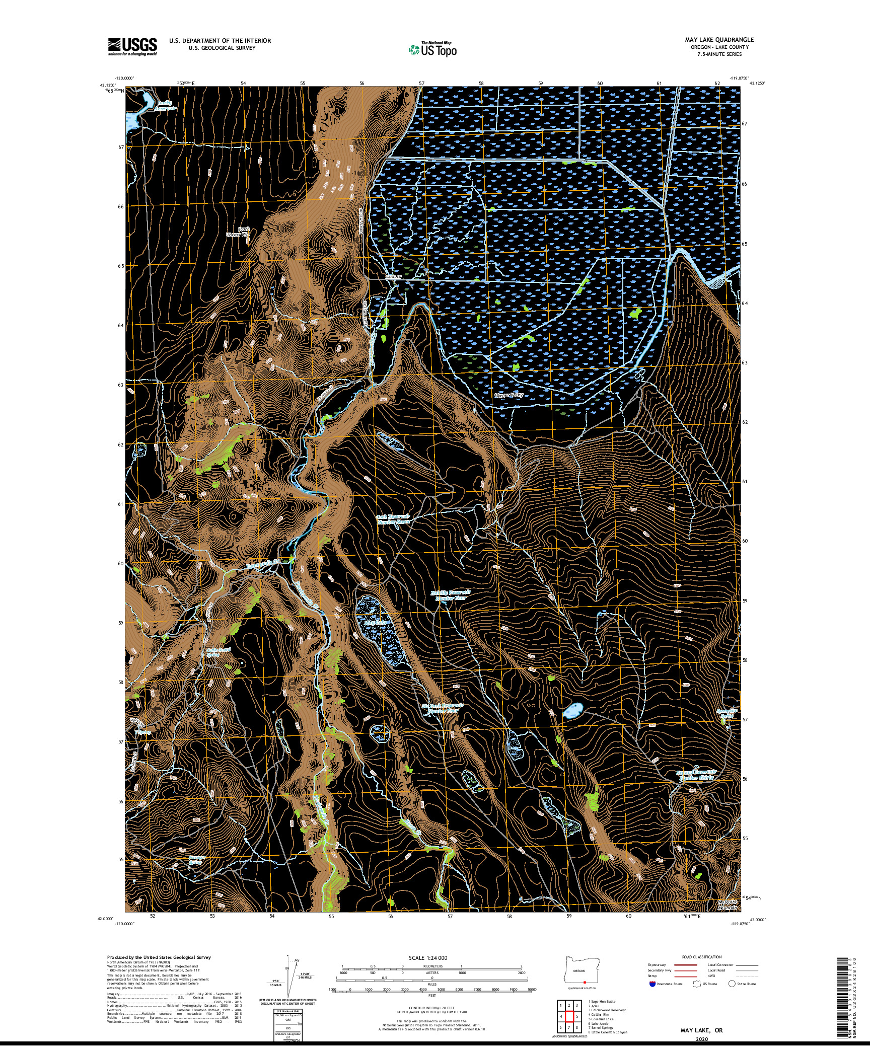 USGS US TOPO 7.5-MINUTE MAP FOR MAY LAKE, OR 2020